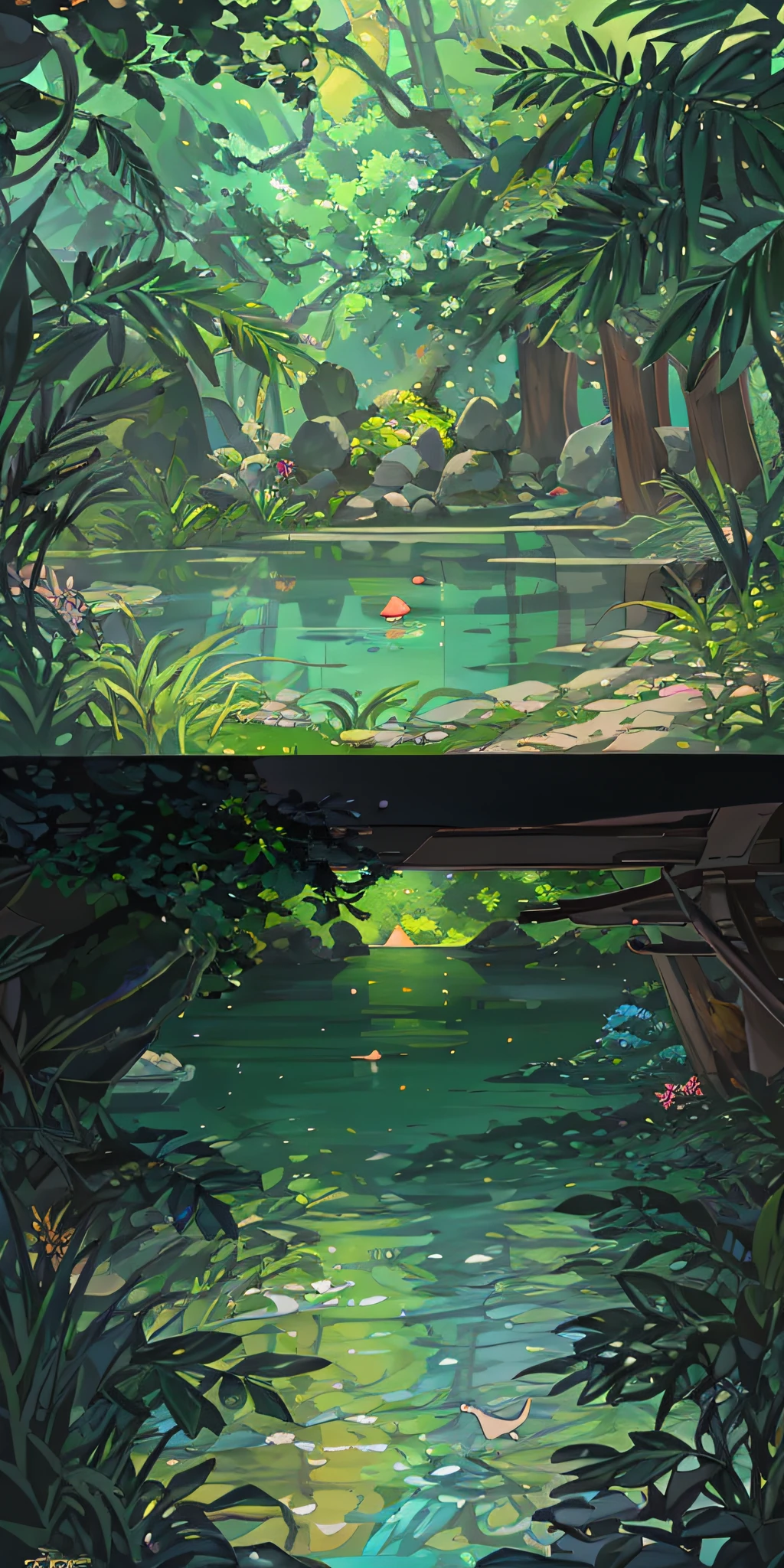 Chinese ancient times, spring, jungle, lake, cave, waterfall, tree, meadow, rock, deer, hot spring, water vapor, (illustration: 1.0), epic composition, realistic lighting, HD details, masterpiece, best quality, (very detailed CG unified 8k wallpaper)