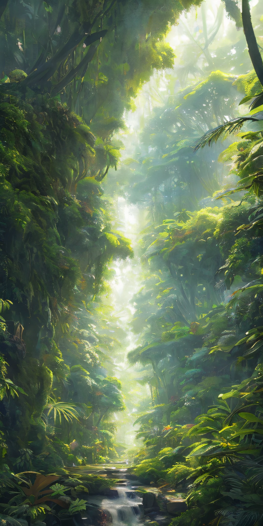 A detailed and intricate digital illustration of a dense jungle full of exotic flora and fauna, with sunlight filtering through the canopy creating a dappled effect. Yoshitaka Amano and Hayao Miyazaki&#39;s style, masterpieces, proportions, details, art station trends, beautiful lighting, realistic, intricate, award winning, 4k, highest quality award winning, 4K digital painting in the style of Yoshitaka Amano. A detailed and intricate depiction of the zombie apocalypse, masterfully capturing the chaos and drama of the scene. Beautiful lighting and cinematic composition make this piece a true masterpiece, trending on artstation