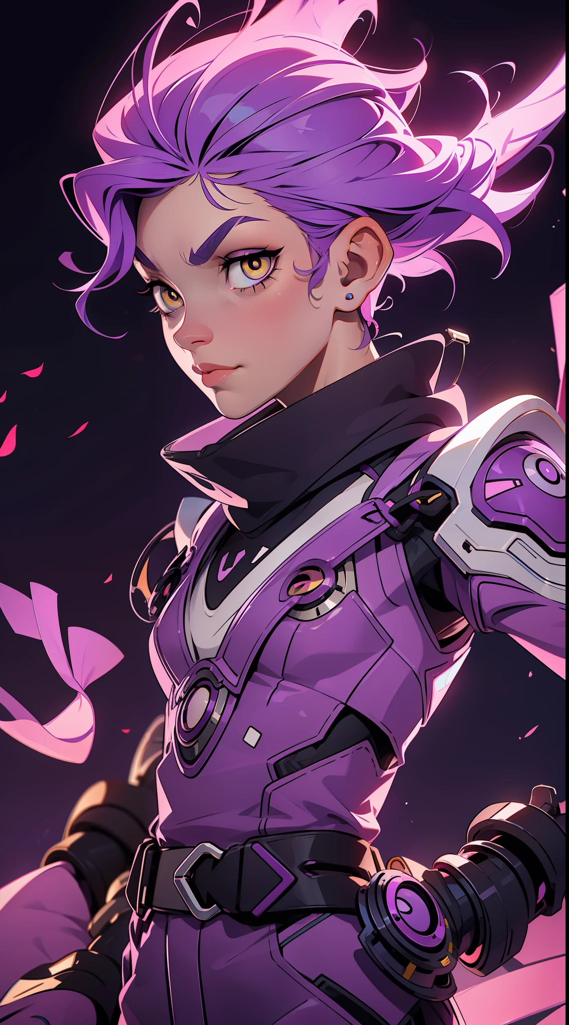 "A brilliant and eccentric inventor with short purple hair and bright yellow eyes, who creates amazing technology to change the world"