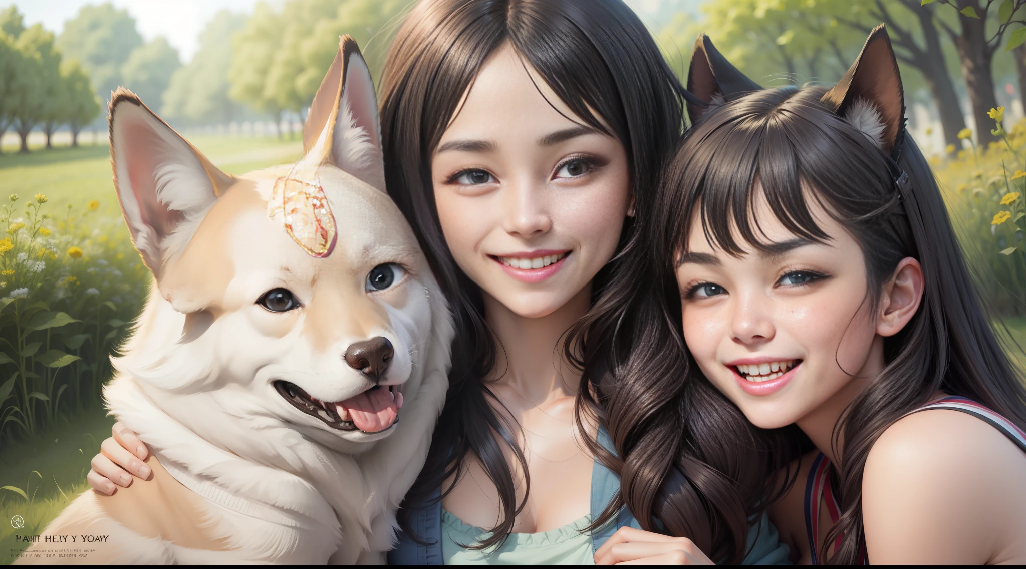 friends smiling happily