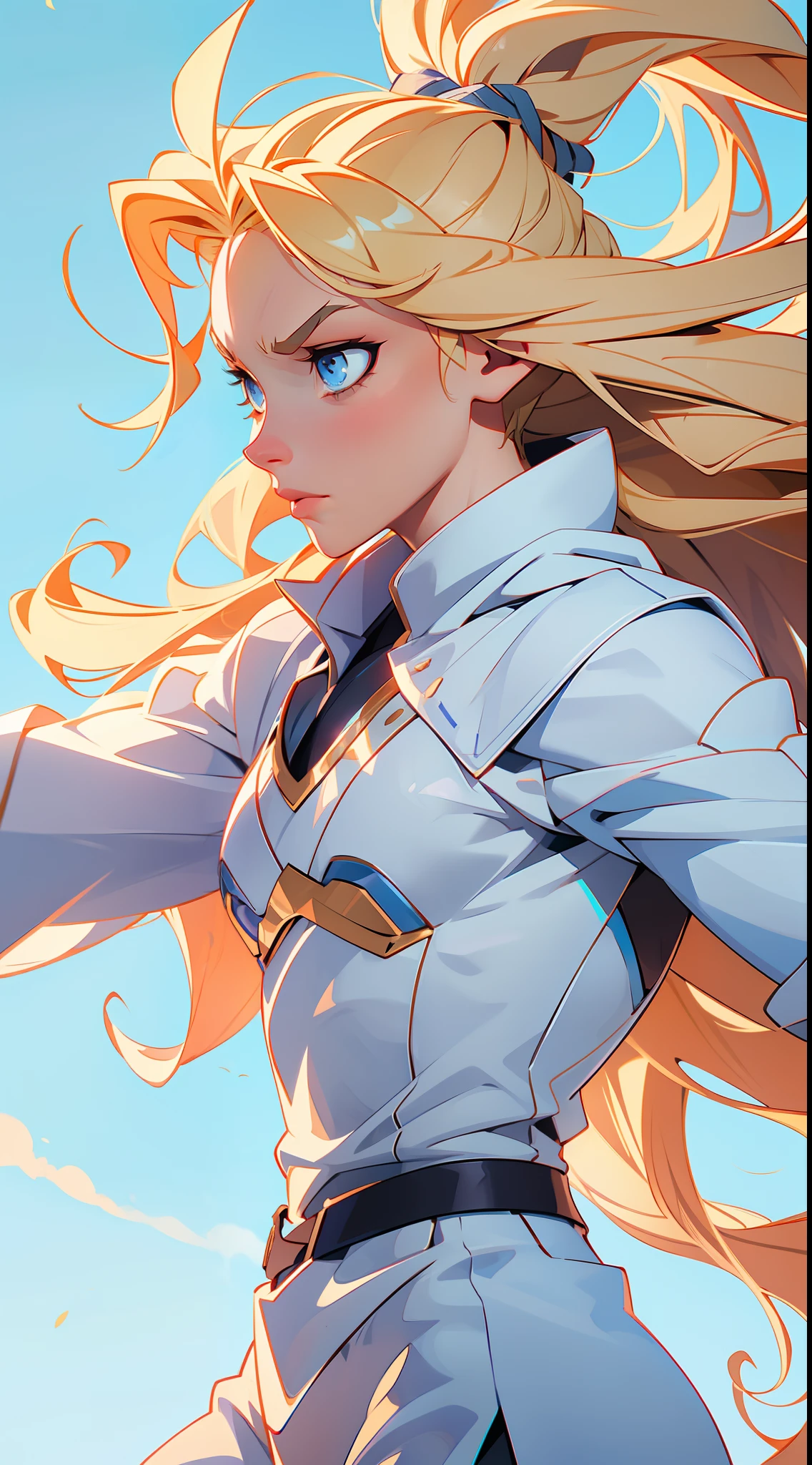 "A determined and ambitious warrior with long blonde hair and blue eyes, who fights to become the strongest"