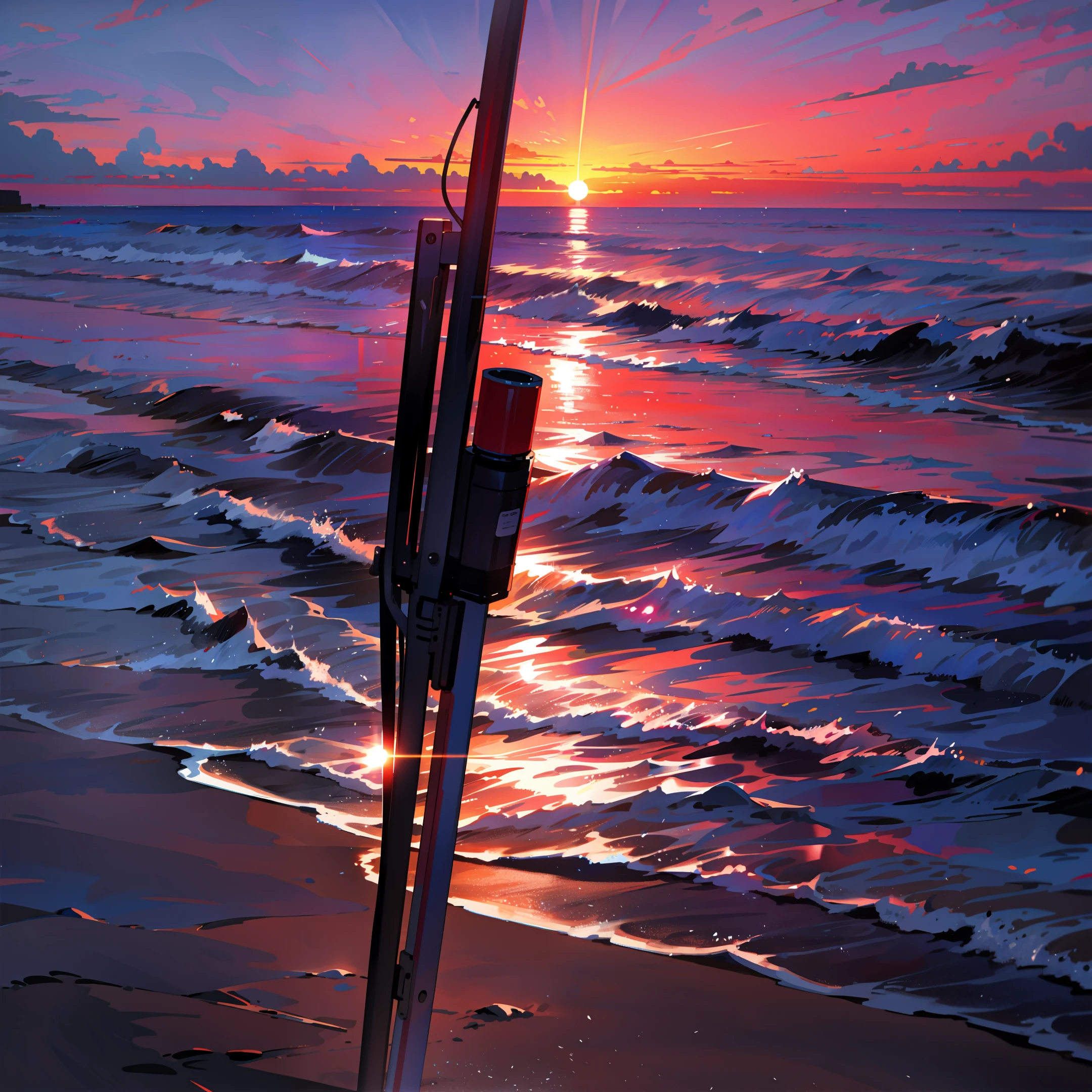 (neonskiesai)++, sunset at the beach