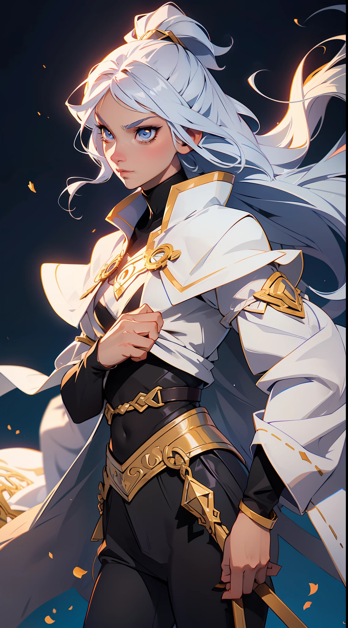 “A powerful and mysterious mage with silver hair and golden eyes, who wields ancient magic to protect the world"