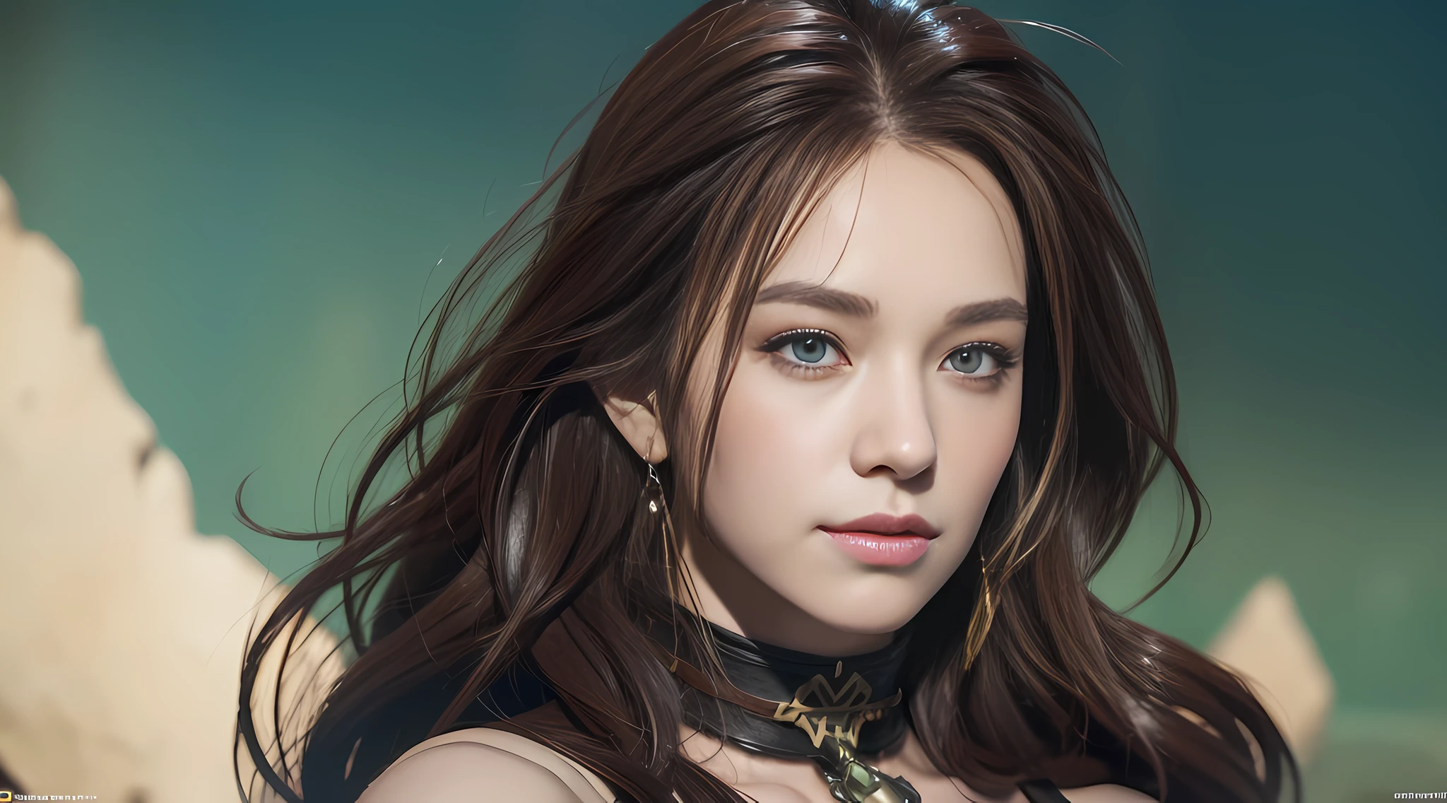 DBfantasyart, masterpiece, 1girl, 8K resolution, cinematic render of beautiful sexy female character design, adventurer, fashion, concept art, messy hair, highly detailed, smirking
