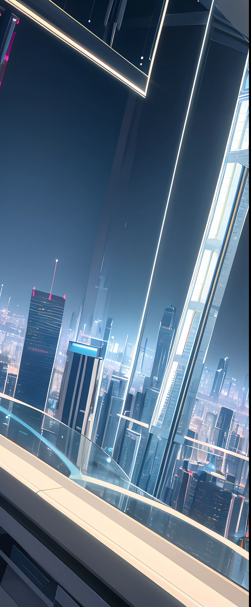 (masterpiece), best quality, ultra-detailed, an extremely delicate and beautiful, floating, high resolution, dynamic angle, wide shot, new millennial-style architecture, futuristic lighting, high-rise building, reflective glass exterior, sharp geometric shapes, innovative design, technologically-advanced appearance, bustling cityscape background.