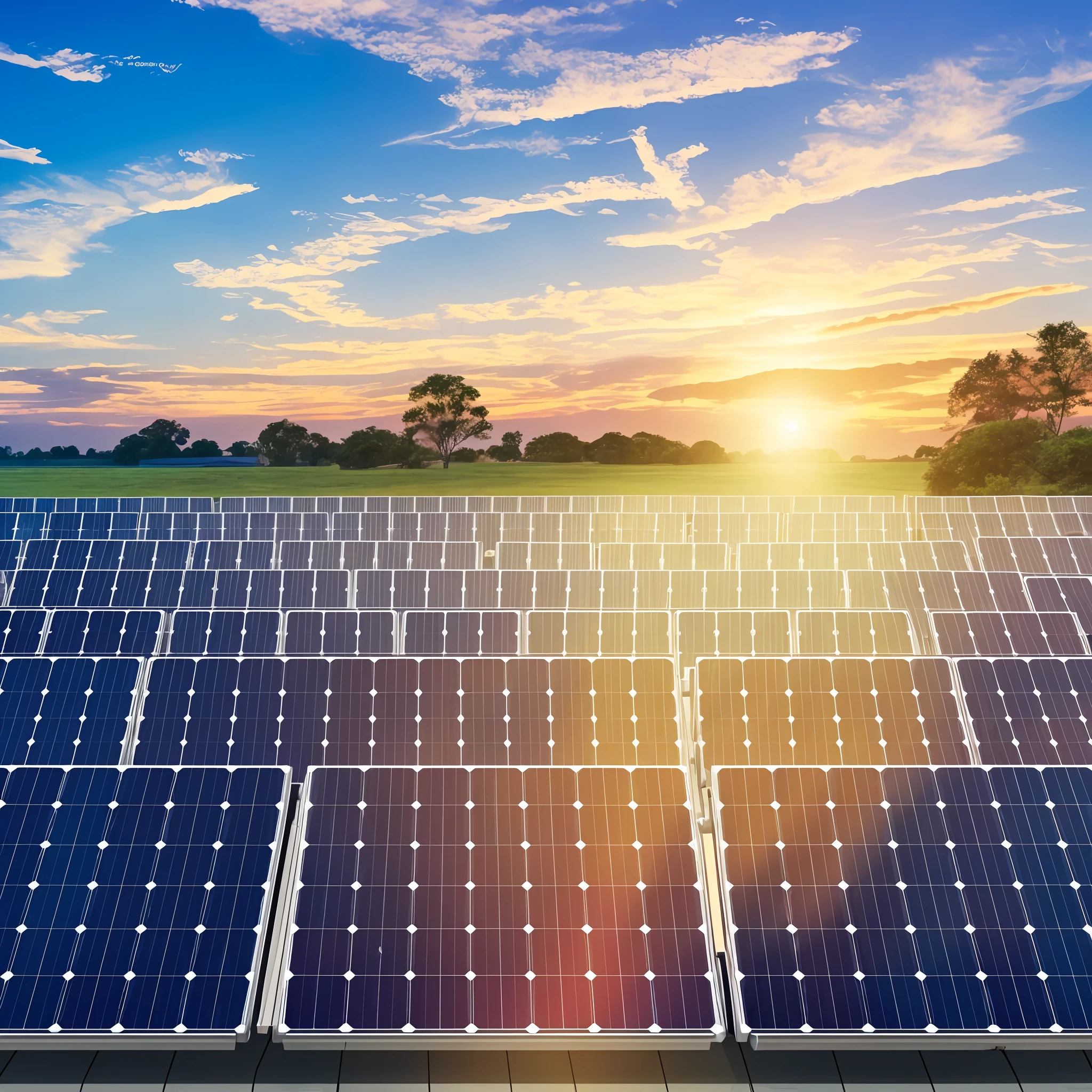 a close up of a solar panel with the sun setting in the background, solar panels, rooftop solar panels, solar power, solar, renewable energy, solar powered, the sun is shining, sun is shining, bright sunny day, with the sun shining on it, vibrant and dynamic, beautiful sunny day, solarised, glossy surface, on a sunny day, shutterstock --auto --s2