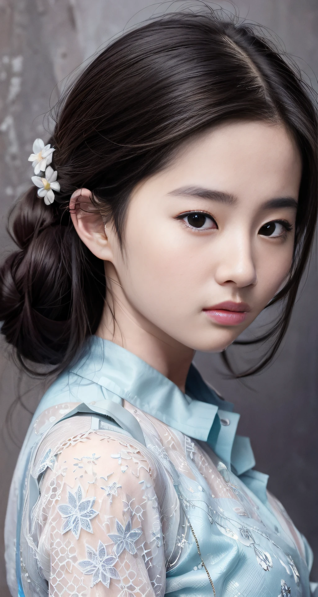 Masterpiece, great work, Liu Yifei, a girl, focusing on the chest, delicate facial features