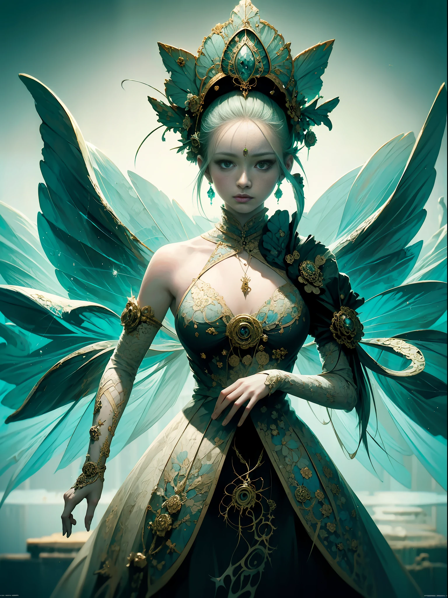 official art, unity 8k wallpaper, ultra detailed, beautiful and aesthetic, masterpiece, best quality, (zentangle, mandala, tangle, entangle), (fractal art:1.3) , 1girl, extremely detailed, dynamic angle, cowboyshot, the most beautiful form of chaos, elegant, a brutalist designed, vivid colours, romanticism, by james jean, roby dwi antono, ross tran, francis bacon, michal mraz, adrian ghenie, petra cortright, gerhard richter, takato yamamoto, ashley wood, atmospheric,  of musical notes, streaming musical notes visible