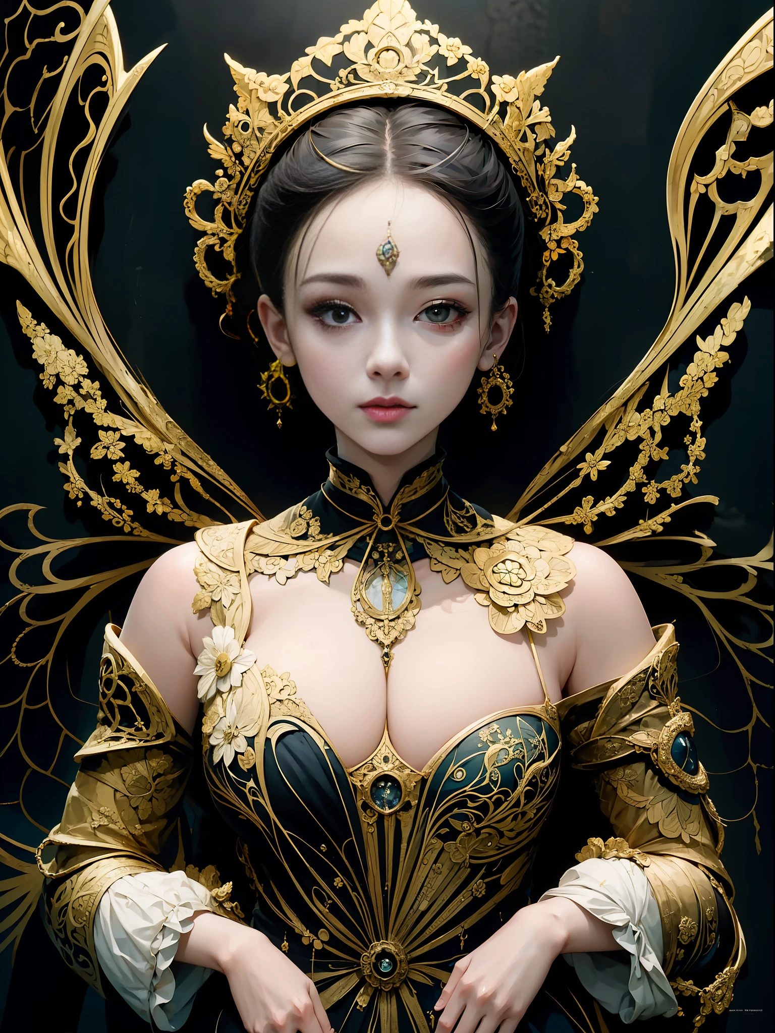 Official Art, Unified 8k Wallpapers, Ultra Detailed, Beautiful and Aesthetic, Masterpiece, Best Quality, (Zentangle, Mandala, Tangled, Entangle), (Fractal Art: 1.3), 1girl, Beautiful Face, Facial Detail, Very Detailed, Dynamic Angle, Cowboyshot, Most Beautiful Forms Chaotic, Elegant, Fauvist Design, Bright Colors, Romanticism, James Jean, Robbie Devi Antono, Ross Tran, Francis Bacon, Michal Mraz, Adrian Gaini, Petra Cortwright, Gerhard Richter, Takashito Yamamoto, Ashley Wood, atmospheric, ecstatic notes, flow notes visible