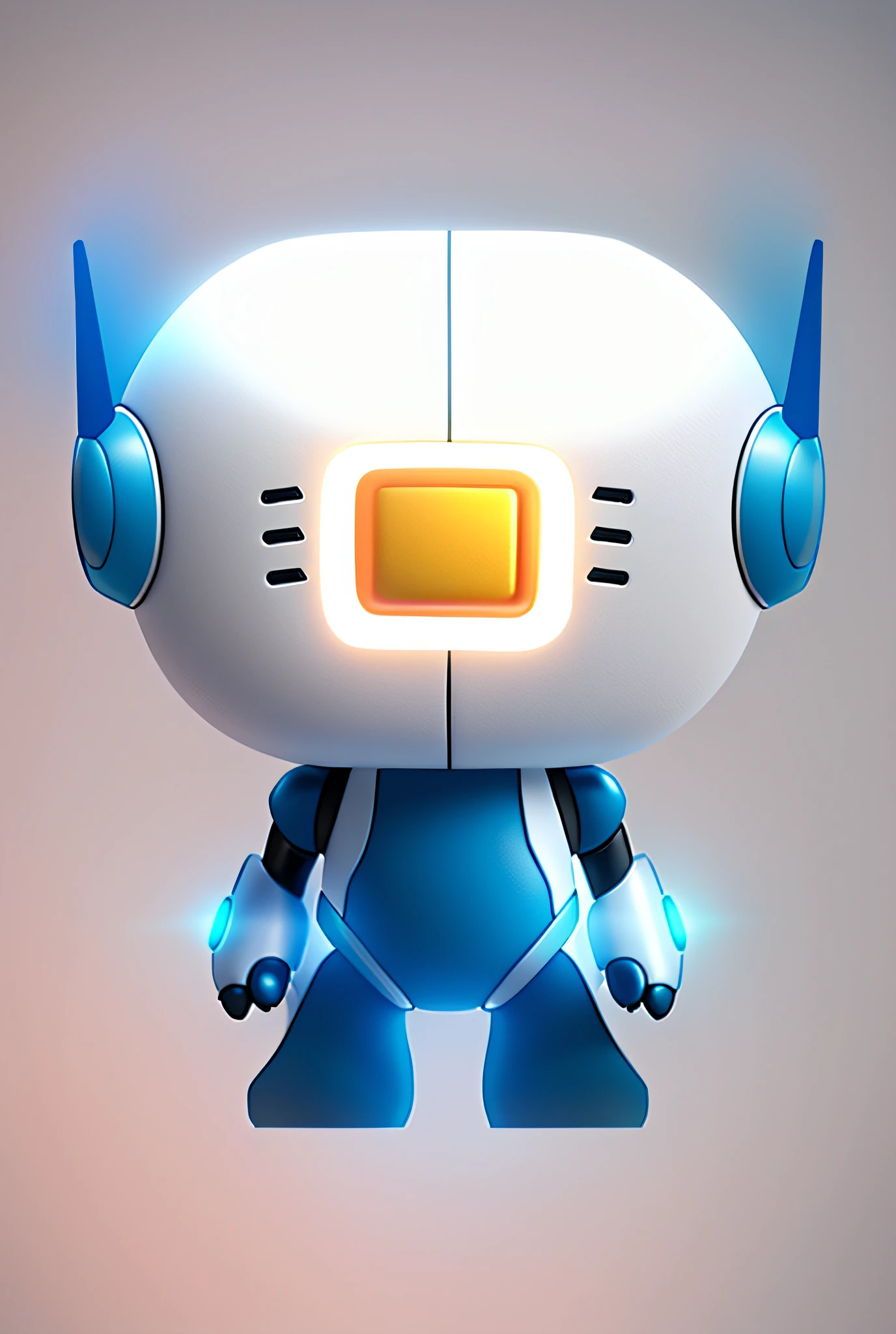 (extremely detailed CG Unity 8k wallpaper, masterpiece, best quality, super detailed), (best lighting, best shadow, extremely refined and beautiful), white robot, rear view, a cartoon robot with headphones and blue ribbons, blue shoulders, blue headphones, has a big head, anthropomorphic robot [something], ((robot)), cute humanoid robot, robot, tin toy character design robot, Toonix character, robot mode, friendly humanoid cyberbot, Glowing spacesuit, spacesuit with small LED light, sci-fi spacesuit, astronaut standing look, futuristic astronaut, spacesuit with modern helmet, sci-fi suit, friendly humanoid cyberrobot, futuristic spacesuit, spacesuit, cute robot, interstellar spacesuit, spacesuit, as a full-body Funko Pop! Baymax from Big Hero 6, in Baymax's style, as a funko pop! , Crisp 8 K Line Art, Baymax, Line Art Behance HD, Clean Line Art, Clean Line Art, Robot Design, Concept Robot, Dark Blue Glass Texture Face Mask