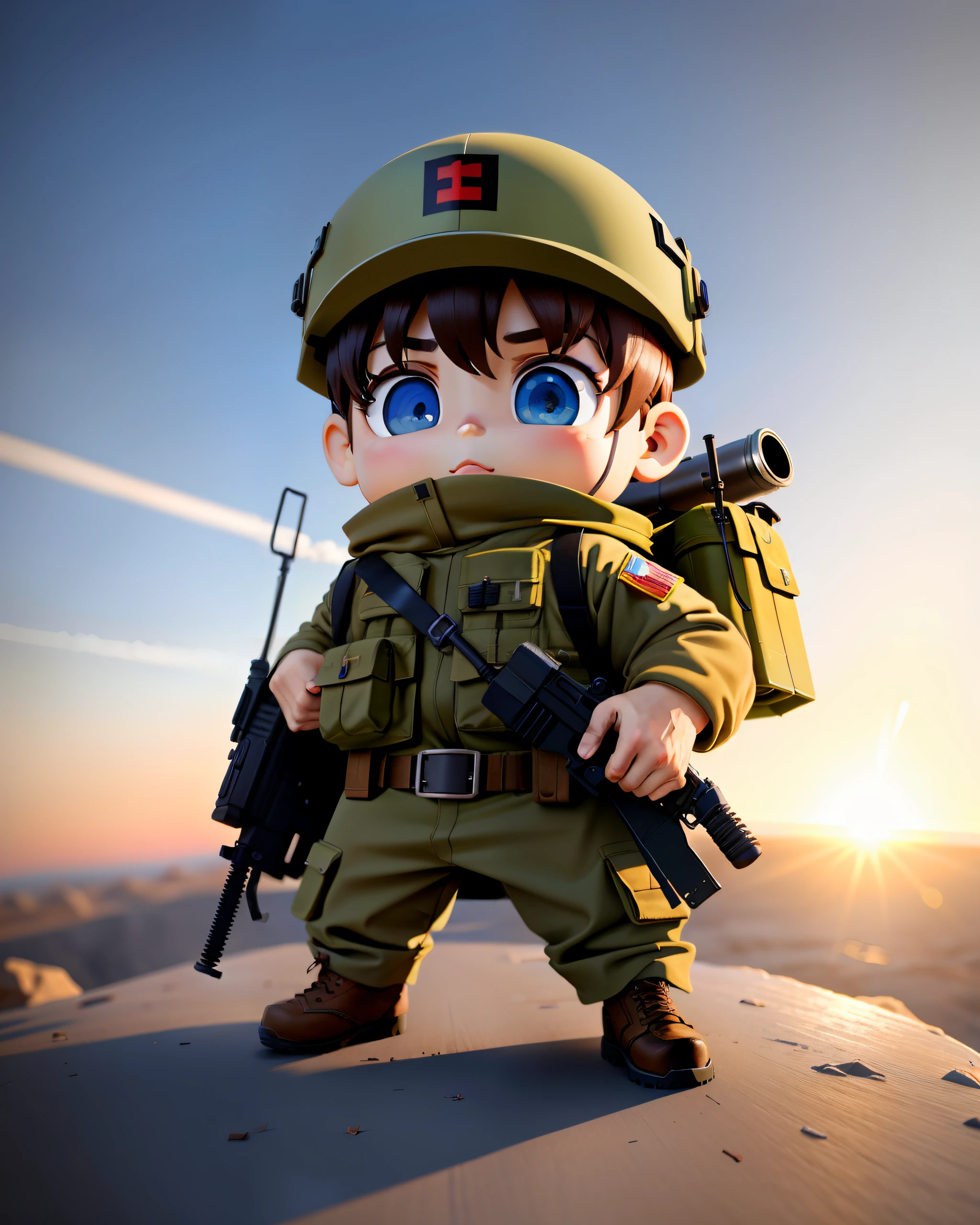 Illustration, soldier, chibi, 3d