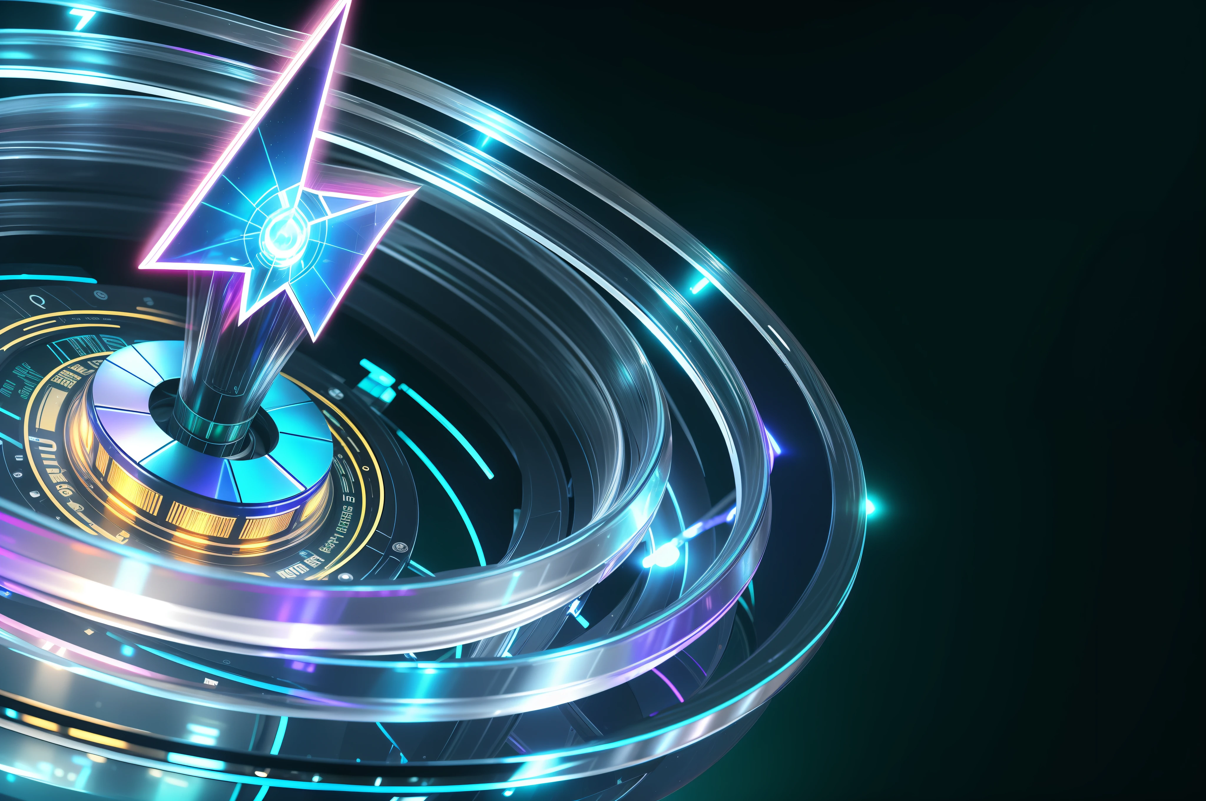 Glass ring close-up with a lot of lights, futuristic ring texture, futuristic light sense, 4K punk wallpaper, amazing wallpaper, 4K HD illustration wallpaper, sci-fi night scene, futuristic portal, digital artwork 4k, sci-fi fantasy desktop wallpaper, futuristic digital art, ring body, teal series, lightning shape clear and clear, glowing contour lightning bolt shape, texture, three-dimensional, ring texture detail