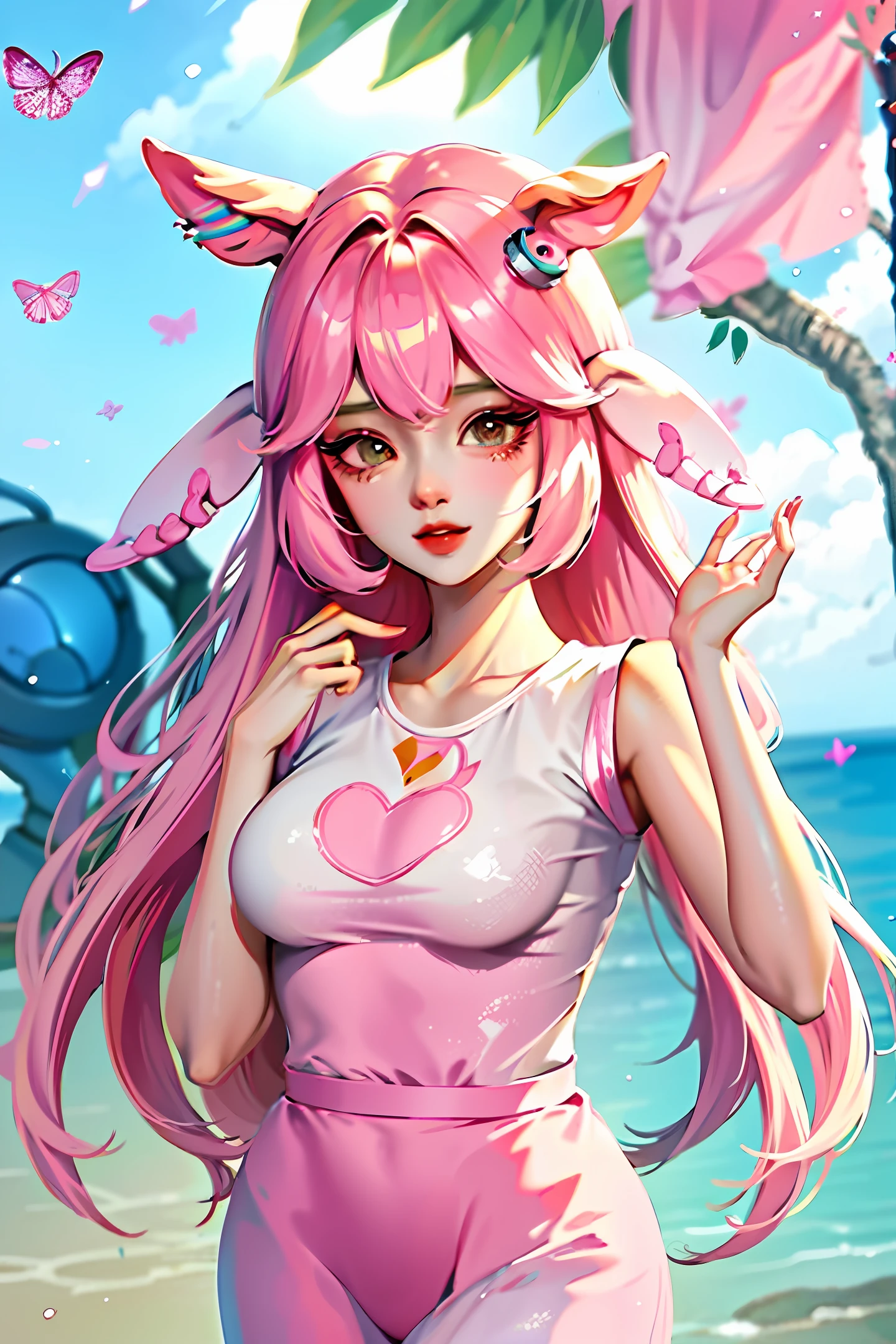 a cartoon girl in a pink dress standing in front of a tree, animated movie, ruan cute vtuber, in style of disney animation, 🐋 as 🐘 as 🤖 as 👽 as 🐳, real ungine, animation character, anime thai girl, tiktok video, rotoscoped, in cartoon style, new song, as a claymation character
