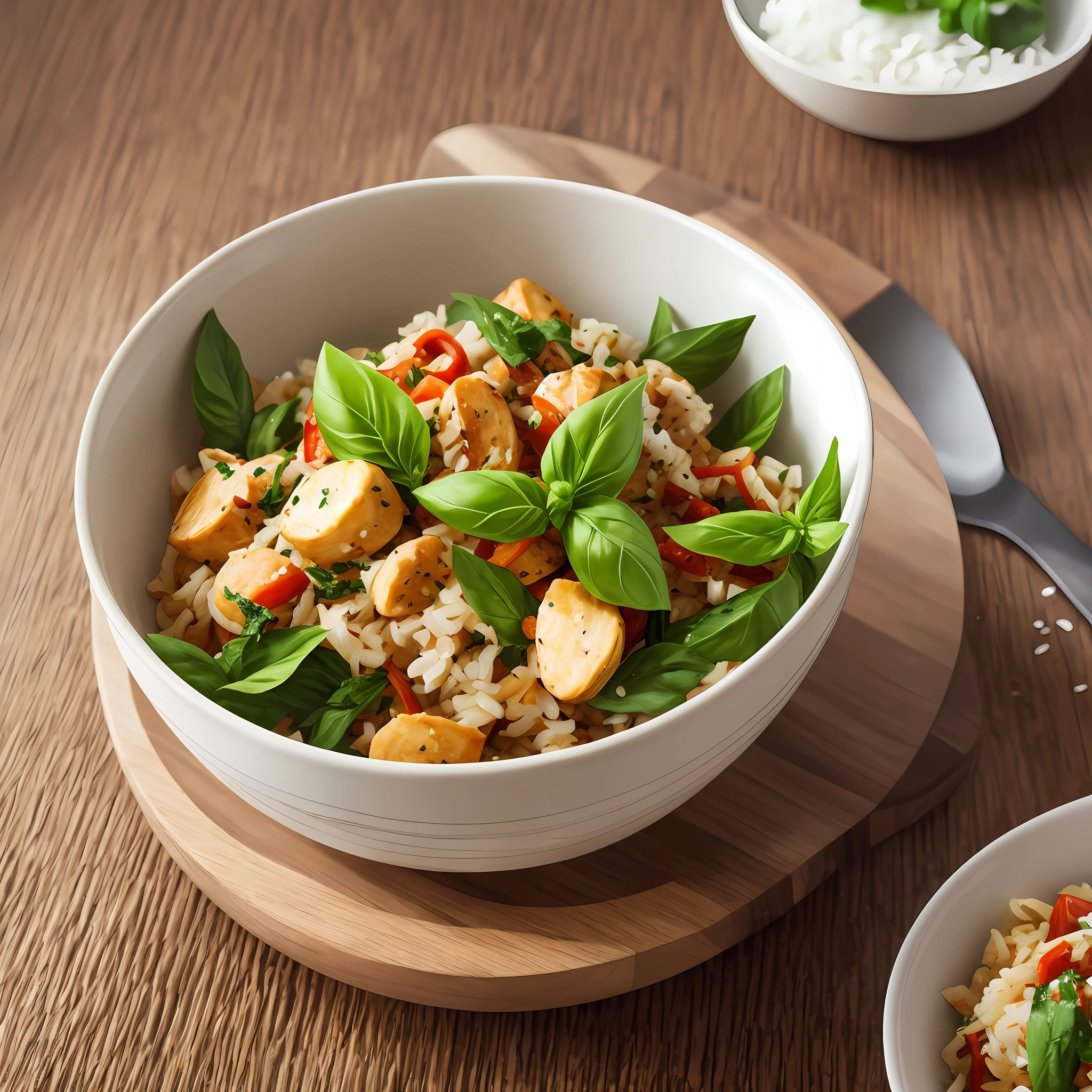 masterpiece, best quality, realistic, high resolution, negitoro bowl with basil --auto --s2
