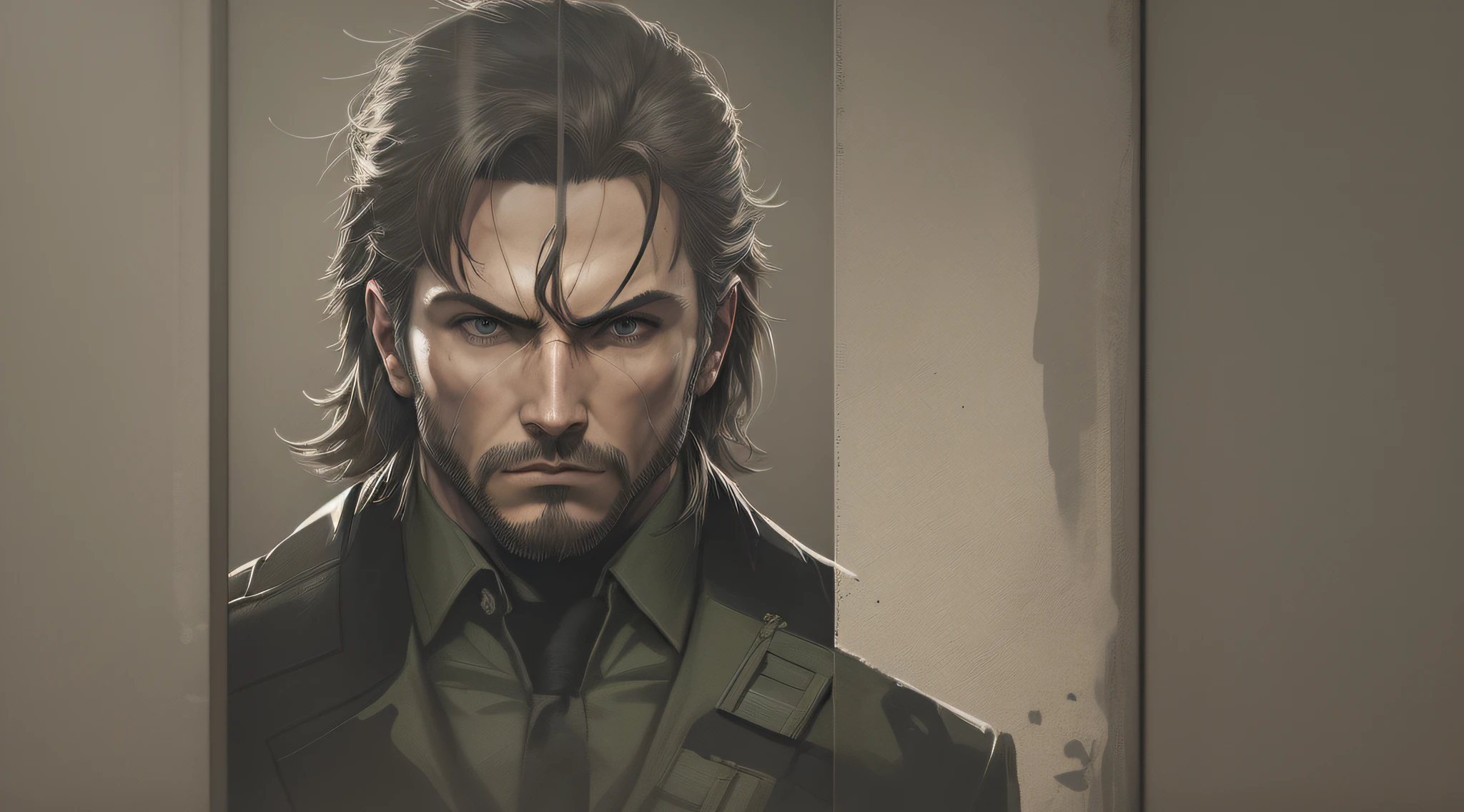 metal gear,metal gear solid,solid snake,metal gear solid solid snake,art hyperrealism, dark,dark background,suit,business suit,looking at a tombstone,making salute --auto --s2