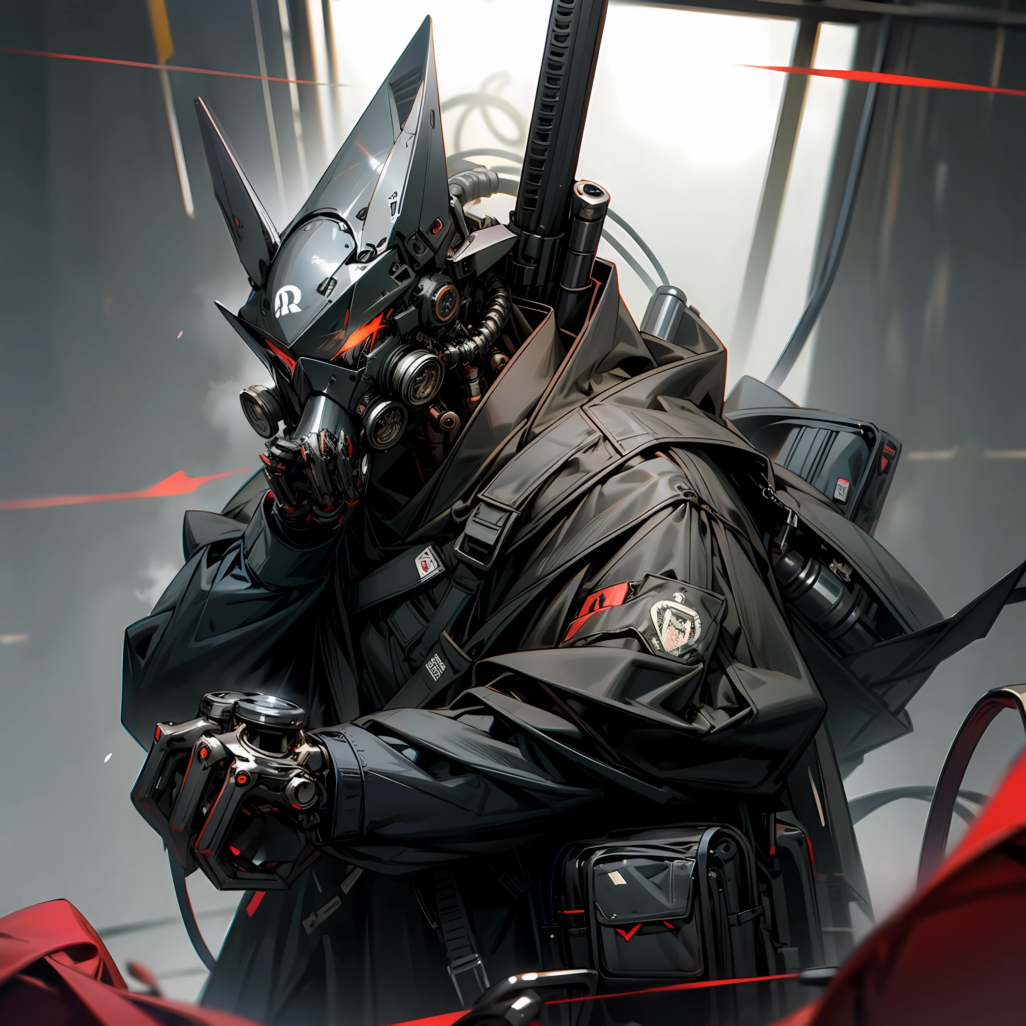 Black mechanical style gas mask, SWAT