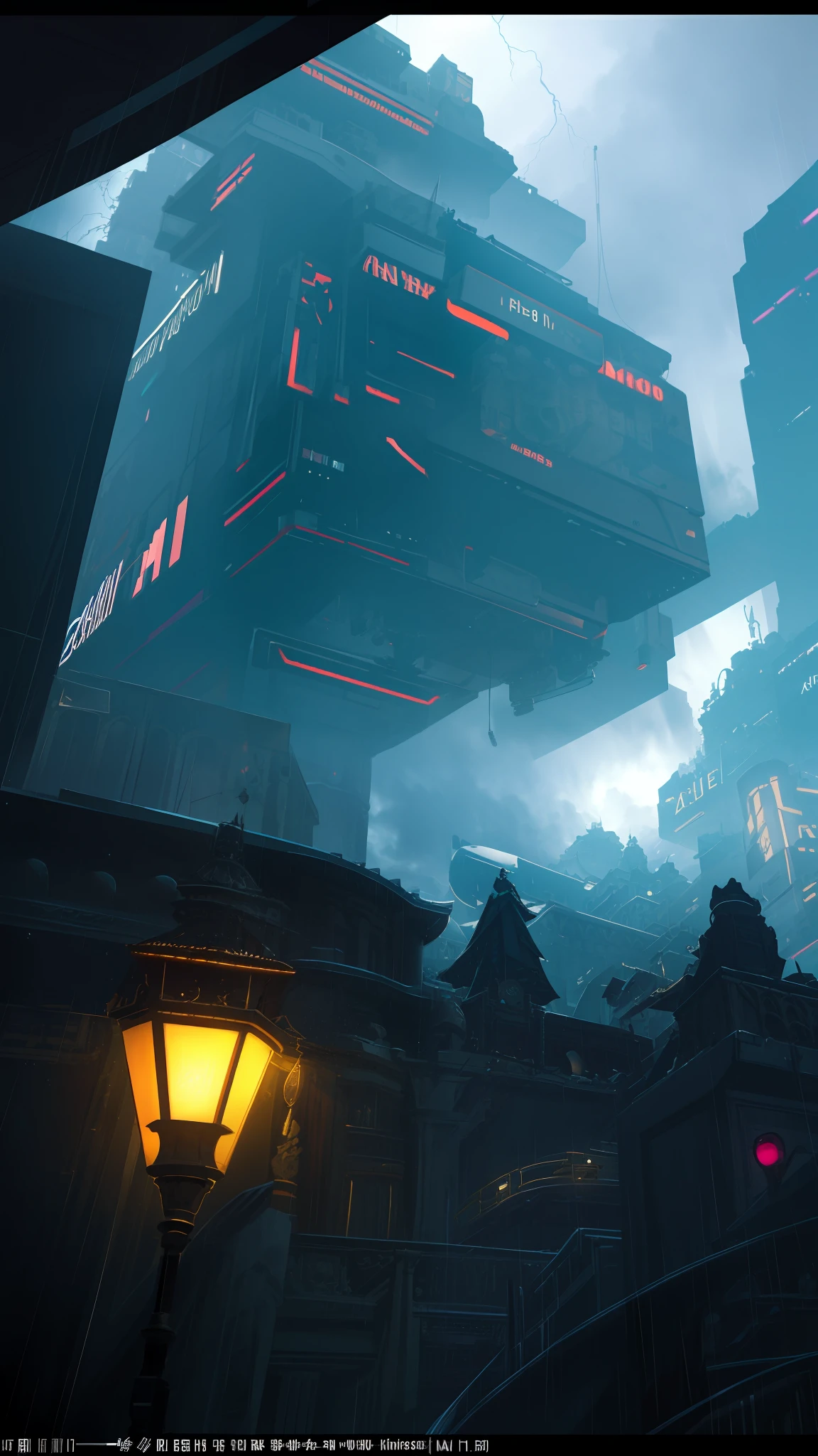 a pianist playing a piano, scenery, a highly detailed portrait of a corner, during a storm with lightning and an overcast sky, neon and cyberpunk background, bright, backlight, masterpiece, best quality, intricate details, absurdities, chromatic aberration, depth of field, professional photography, soft lighting, mapped tone, highly detailed, sharp focus, dramatic lighting, intricate details, cinematic,  8K, amazing shadows, realistic, (highly detailed background: 1.0)