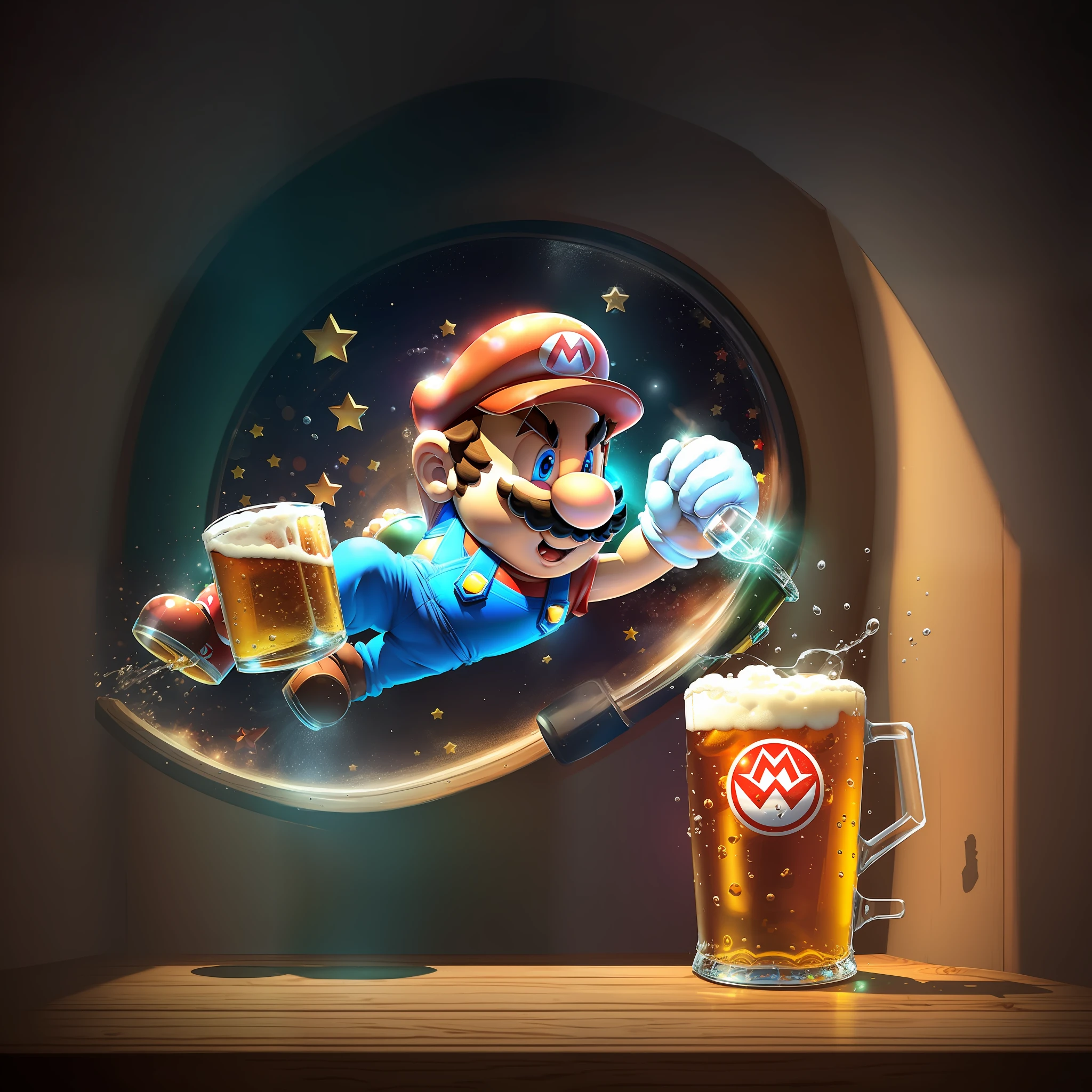 Super Mario drinking beer