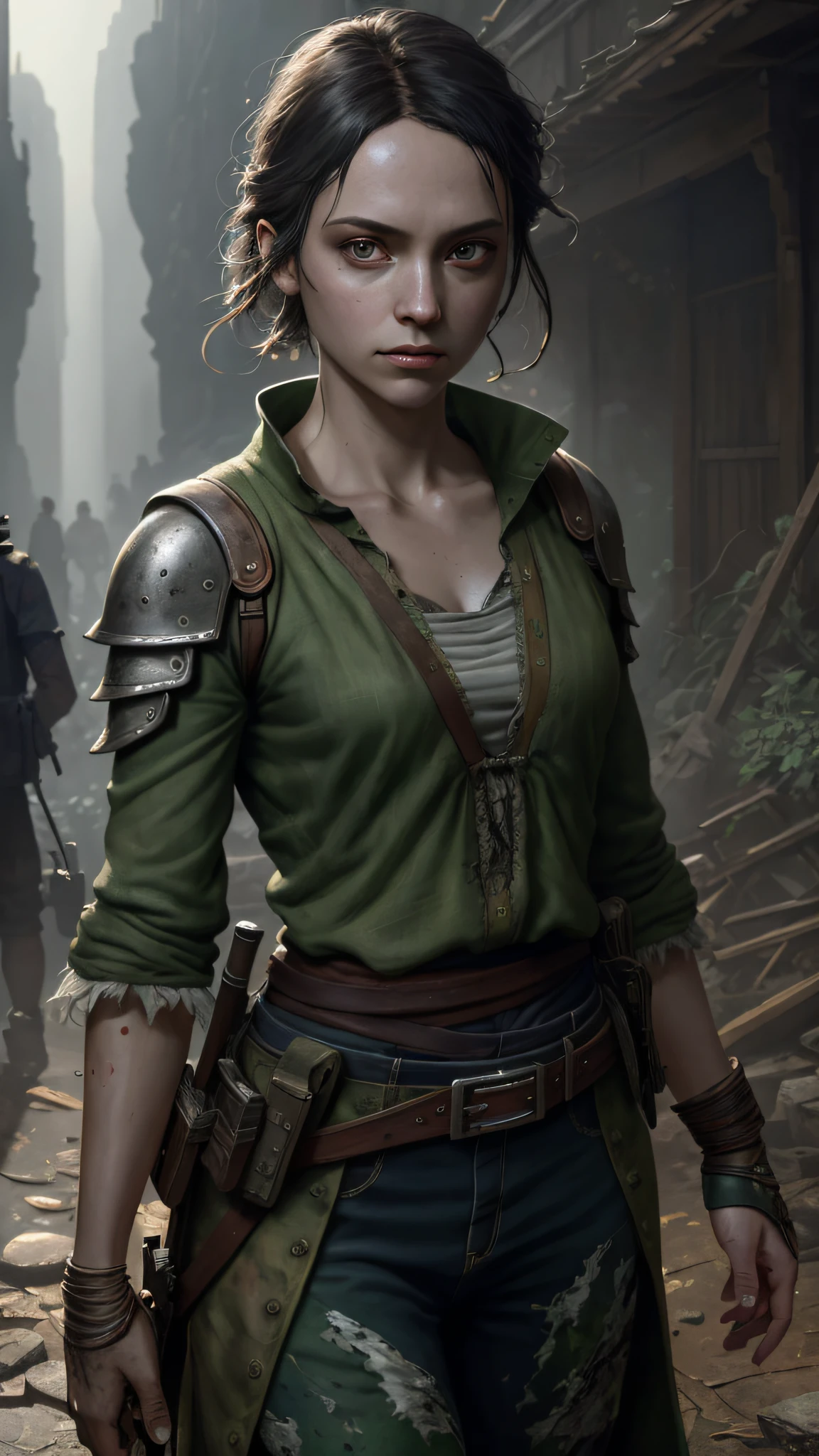 a portrait of a lonely beauty zombie girl alone in a crowd, alabaster skin, grunge outfit, crawed background, doubtful poses, perfect face, hyper detailed, dead inside, green eyes, (extremely detailed cg unity 8k wallpaper), the most beautiful artwork in the world, atey ghailan, in the style of studio ghibli, by jeremy mann, greg manchess, antonio moro, intricate, high detail, photorealistic painting art by midjourney and greg rutkowski, matte, bryan organ, extremely detailed cg unity 8k wallpaper, high detail, photorealistic painting art by midjourney and greg rutkowski, matte, bryan organ, extremely detailed cg unity 8k wallpaper, high detail, photorealistic painting art by midjourney and greg rutkowski, matte, bryan organ, extremely detailed cg unity 8k wallpaper, high detail, photorealistic painting art by midjourney and greg rutkowski, matte, bryan organ