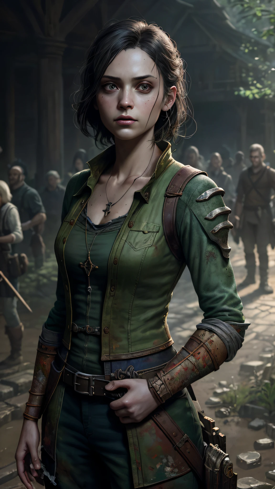 a portrait of a lonely beauty zombie girl alone in a crowd, alabaster skin, grunge outfit, crawed background, doubtful poses, perfect face, hyper detailed, dead inside, green eyes, (extremely detailed cg unity 8k wallpaper), the most beautiful artwork in the world, atey ghailan, in the style of studio ghibli, by jeremy mann, greg manchess, antonio moro, intricate, high detail, photorealistic painting art by midjourney and greg rutkowski, matte, bryan organ, extremely detailed cg unity 8k wallpaper, high detail, photorealistic painting art by midjourney and greg rutkowski, matte, bryan organ, extremely detailed cg unity 8k wallpaper, high detail, photorealistic painting art by midjourney and greg rutkowski, matte, bryan organ, extremely detailed cg unity 8k wallpaper, high detail, photorealistic painting art by midjourney and greg rutkowski, matte, bryan organ