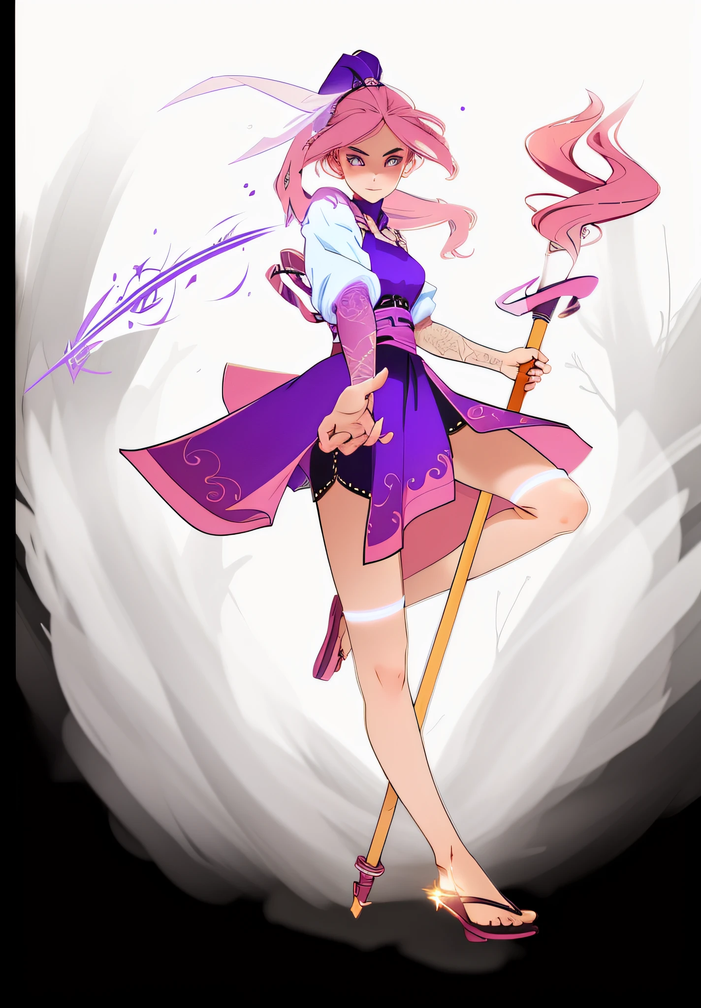 A woman in witch costume holding a magic wand, perfect line art, clean anime silhouette, line sketch, line work concept art, rough line art, strong line art, fair skin