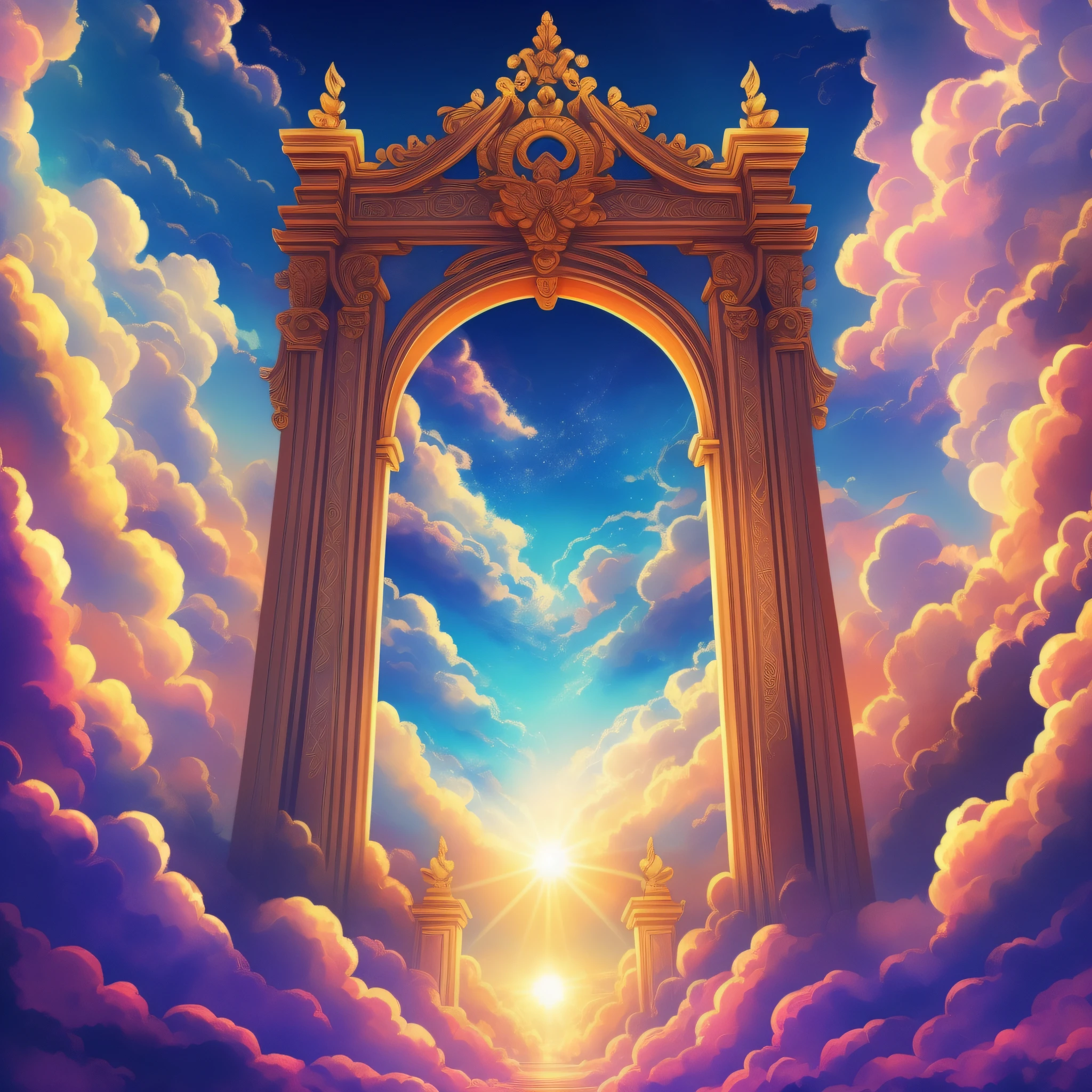 (HIGH QUALITY) Heavenly gate, very beautiful, high quality, divine, LIGHTS, CLOUDS, RADIANCE