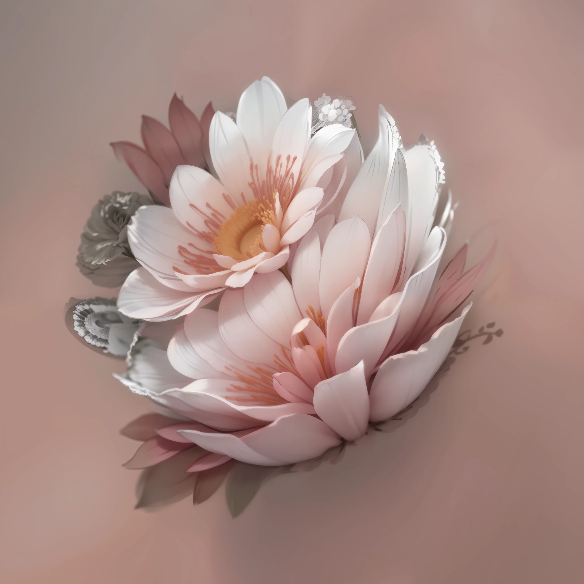 White background, line drawing flowers, line drawing, delicate petals, texture, small fresh, fashionable, light red, baroque, simple white, flat --auto --s2