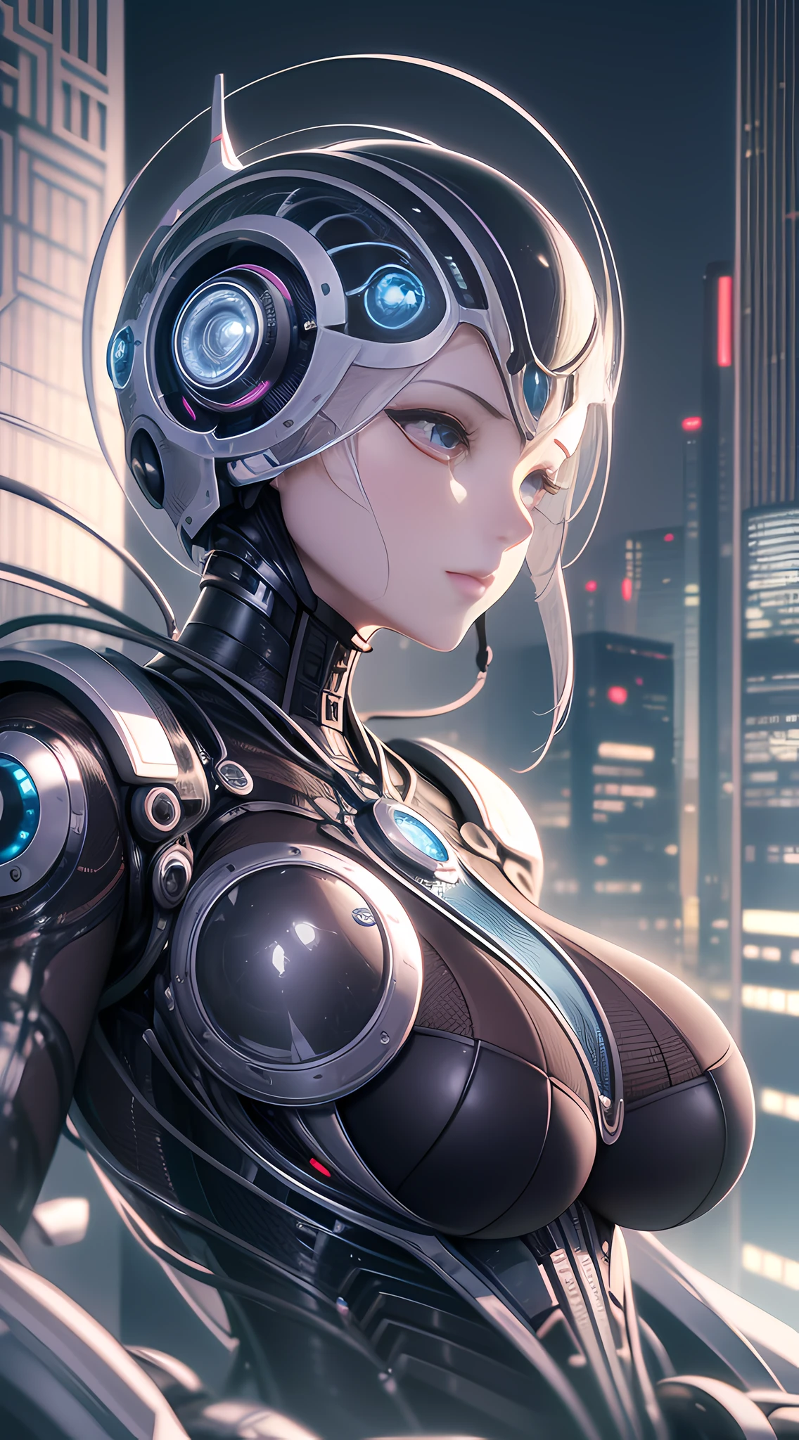 Intricate 3d rendering of highly detailed beautiful ceramic silhouette female robot face, robot, robot part, 150 mm, beautiful studio soft light, rim light, vibrant details, luxurious cyberpunk, lace, surreal, anatomy, facial muscles, cables wires, microchip, elegant, beautiful background, octane rendering, HR Giger style, 8k, best quality, masterpiece, illustration, very delicate and beautiful, very detailed, CG, unity, wallpaper , (fidelity, fidelity: 1.37), amazing, fine detail, masterpiece, best quality, official art, extremely detailed cg unity 8k wallpaper, absurd, unbelievably absurd, robot, silver helmet, full body, sitting write
