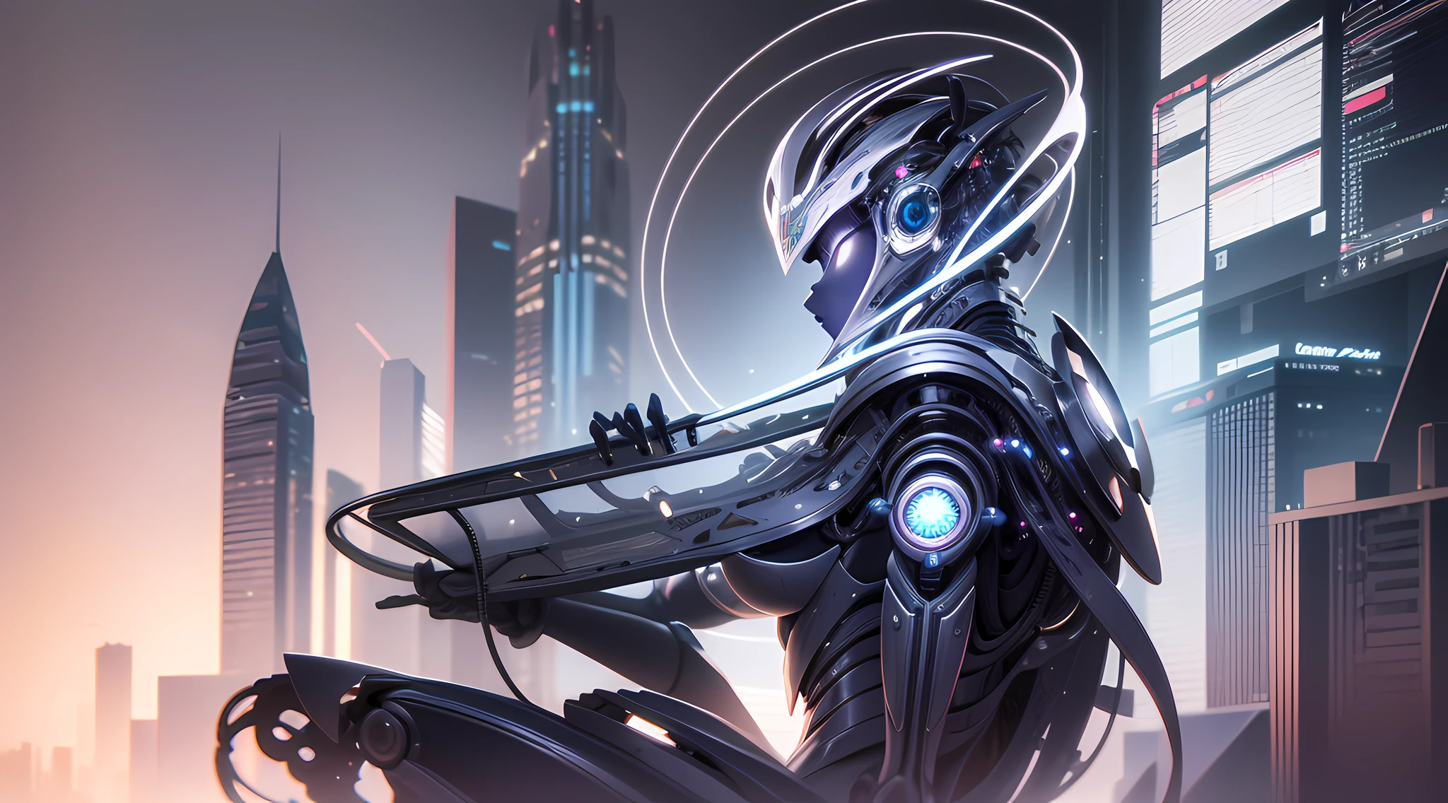 Intricate 3d rendering of highly detailed beautiful ceramic silhouette female robot face, robot, robot part, 150 mm, beautiful studio soft light, rim light, vibrant details, luxurious cyberpunk, lace, surreal, anatomy, facial muscles, cables wires, microchip, elegant, beautiful background, octane rendering, HR Giger style, 8k, best quality, masterpiece, illustration, very delicate and beautiful, very detailed, CG, unity, wallpaper , (fidelity, fidelity: 1.37), amazing, fine detail, masterpiece, best quality, official art, extremely detailed cg unity 8k wallpaper, absurd, unbelievably absurd, robot, silver helmet, full body, sitting write