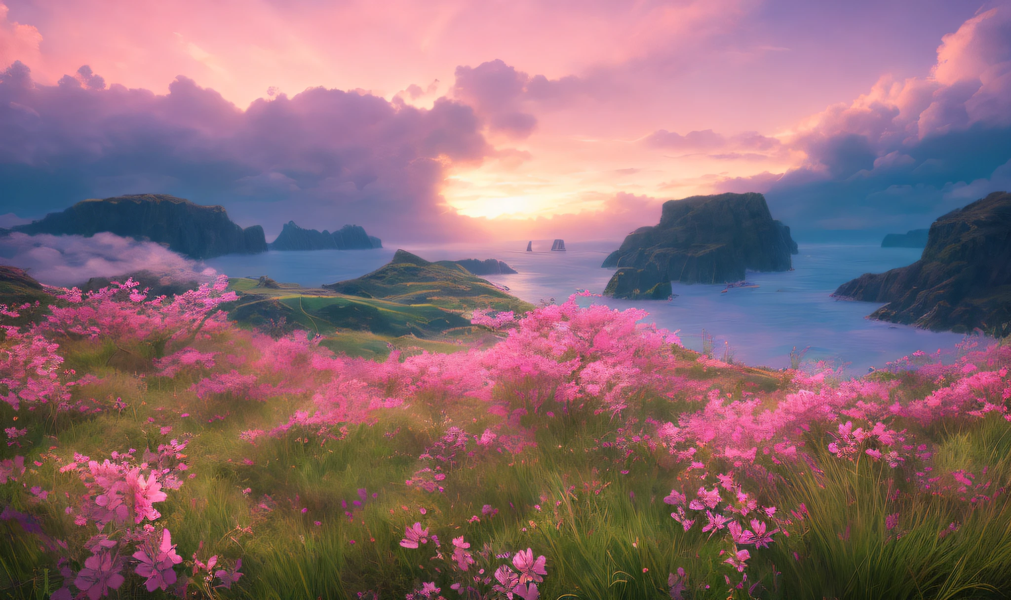 (xenoblade:1.3), complex, highly detailed, artstation, smooth, sharp, focus, (complex:1.1), (high detail:1.1), landscape, octane rendering, smooth, sharp focus, 35mm, (Analog Style:1.0) , (photorealistic:1.3), (clouds:1.1), (dawn:1.1), (pink flowers), sakura, (night:1.4), (ocean:1.2)