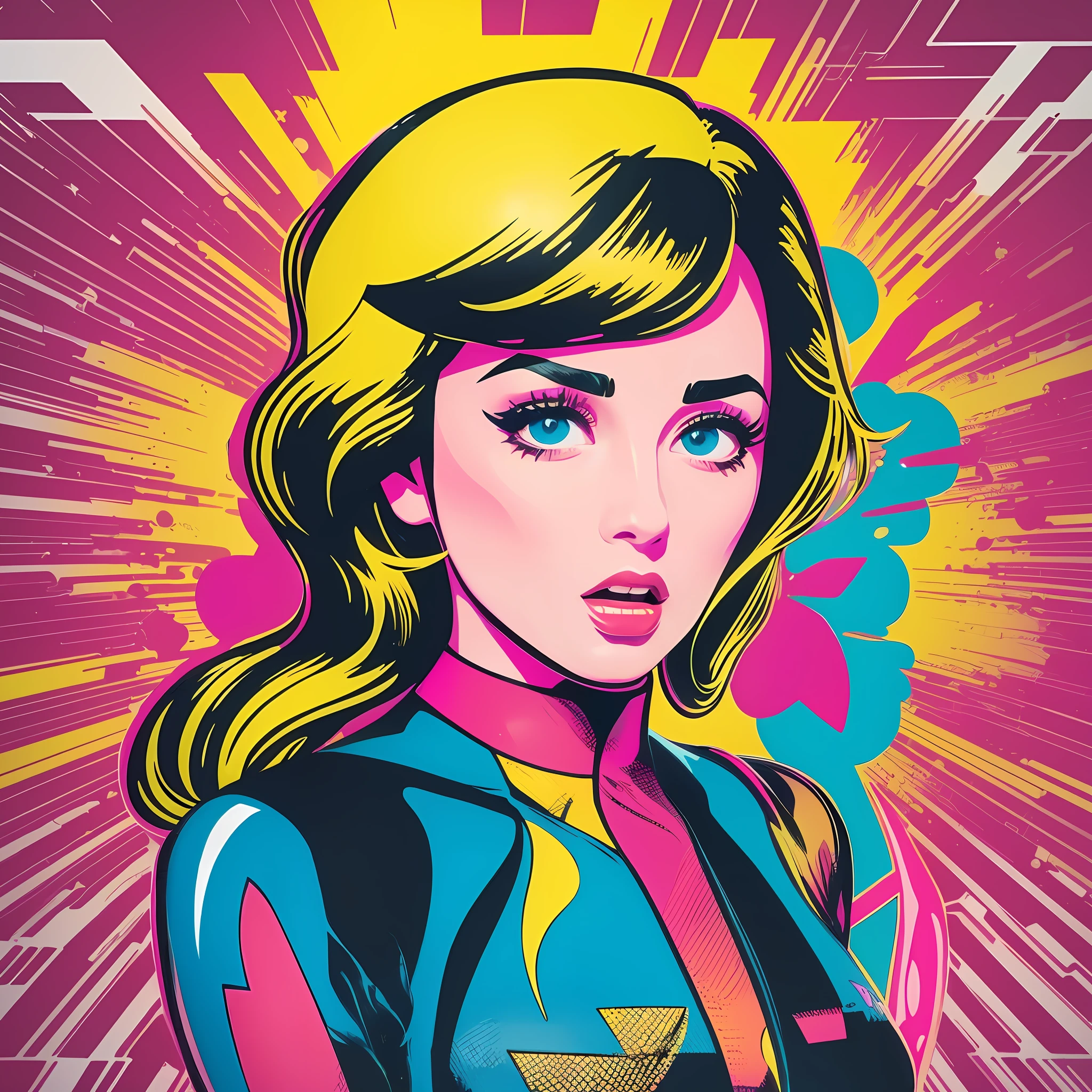a shocked woman, retro pop art illustration --ar 5:7 --v 5.2 --auto --s2
