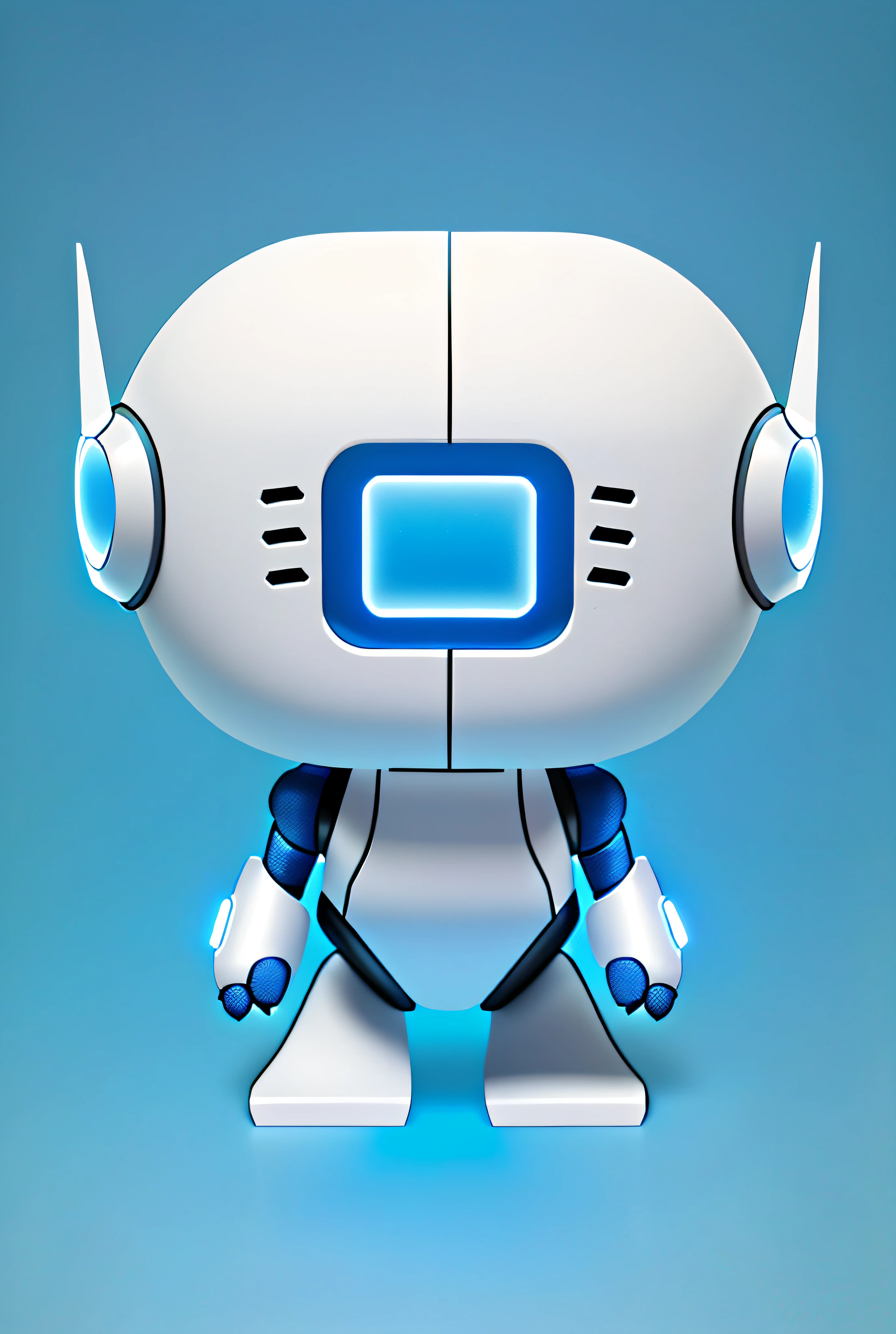 (extremely detailed CG Unity 8k wallpaper, masterpiece, best quality, super detailed), (best lighting, best shadow, extremely refined and beautiful), white robot, rear view, a cartoon robot with headphones and blue ribbons, blue shoulders, blue headphones, has a big head, anthropomorphic robot [something], ((robot)), cute humanoid robot, robot, tin toy character design robot, Toonix character, robot mode, friendly humanoid cyberbot, Small LED light on arm, sci-fi spacesuit, astronaut standing look, futuristic astronaut, spacesuit with modern helmet, sci-fi suit, friendly humanoid cyberrobot, futuristic spacesuit, spacesuit, cute robot, interstellar spacesuit, spacesuit, as a full-body Funko Pop! Baymax from Big Hero 6, in Baymax's style, as a funko pop! , Crisp 8 K Line Art, Baymax, Line Art Behance HD, Clean Line Art, Clean Line Art, Robot Design, Concept Robot, Dark Blue Glass Texture Face Mask