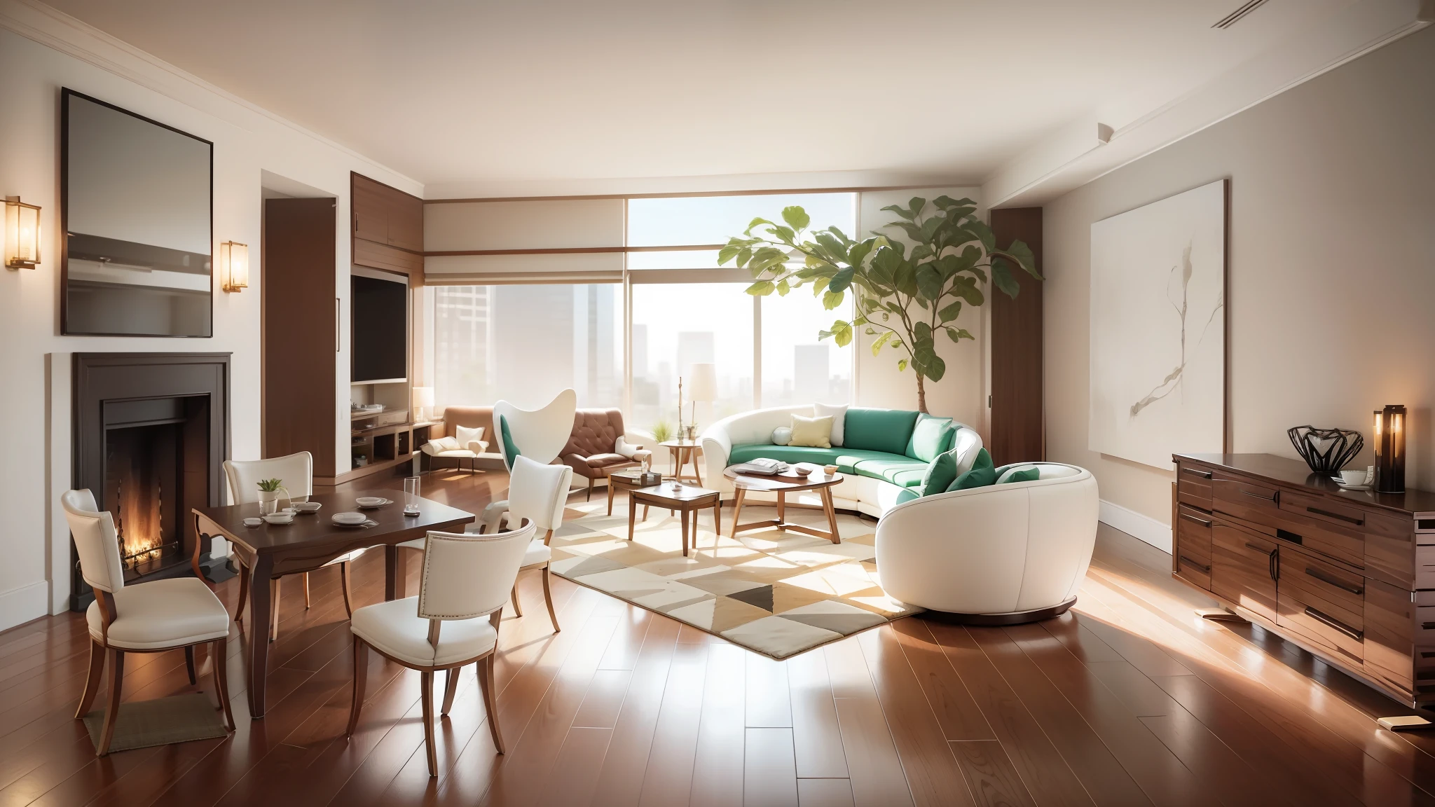 Dining room furniture combined with living room