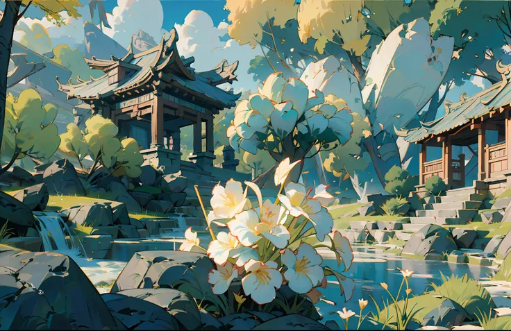 incredible detail and realistic cg unity 8k wallpaper, the beauty of classical chinese gardens, an oriental landscape painting, ...