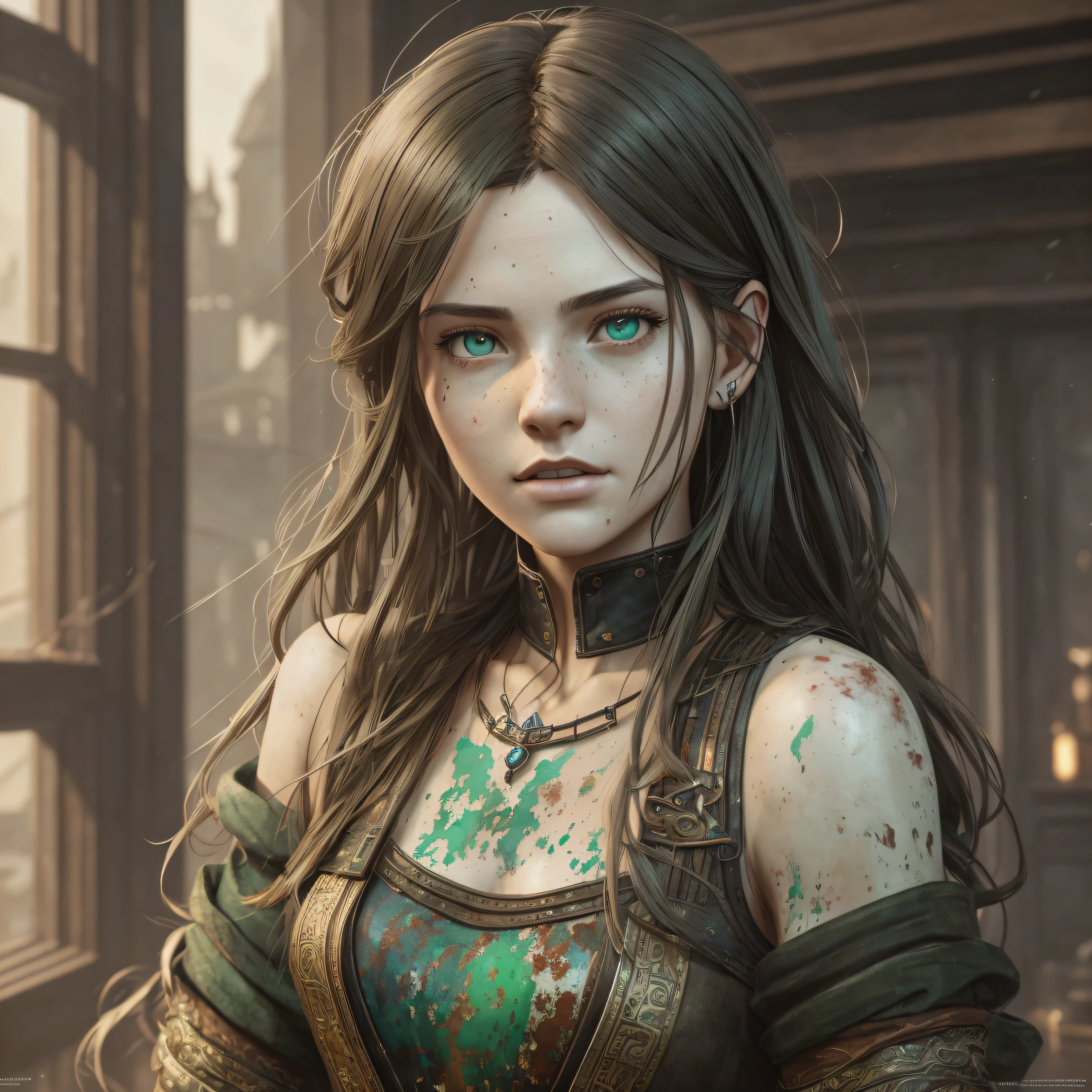 a portrait of a lonely beauty zombie girl alone in a crowd, alabaster skin, grunge outfit, crawed background, doubtful poses, perfect face, hyper detailed, dead inside, green eyes, (extremely detailed cg unity 8k wallpaper), the most beautiful artwork in the world, atey ghailan, in the style of studio ghibli, by jeremy mann, greg manchess, antonio moro, intricate, high detail, photorealistic painting art by midjourney and greg rutkowski, matte, bryan organ, extremely detailed cg unity 8k wallpaper, high detail, photorealistic painting art by midjourney and greg rutkowski, matte, bryan organ, extremely detailed cg unity 8k wallpaper, high detail, photorealistic painting art by midjourney and greg rutkowski, matte, bryan organ, extremely detailed cg unity 8k wallpaper, high detail, photorealistic painting art by midjourney and greg rutkowski, matte, bryan organ --auto --s2