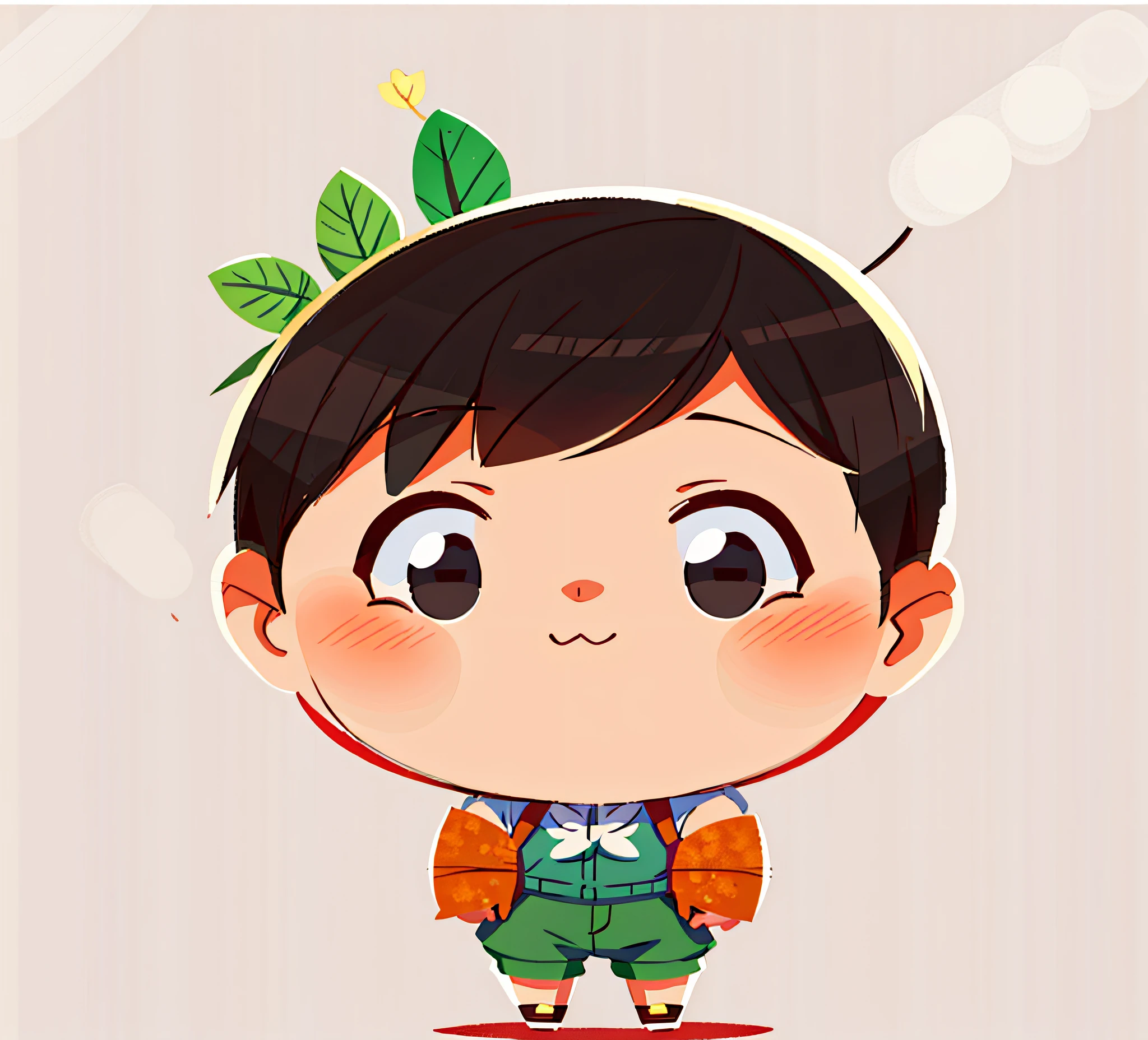 a cartoon boy with a leaf on his head, cute cartoon character, cute character, cute digital art, cute art style, 🍁 cute, cute illustration, high quality character design, adorable digital painting, cute detailed digital art, portrait of a small character, cute portrait, digital character illustration, cute cartoon style, character illustration, cute boy, kawaii realistic portrait