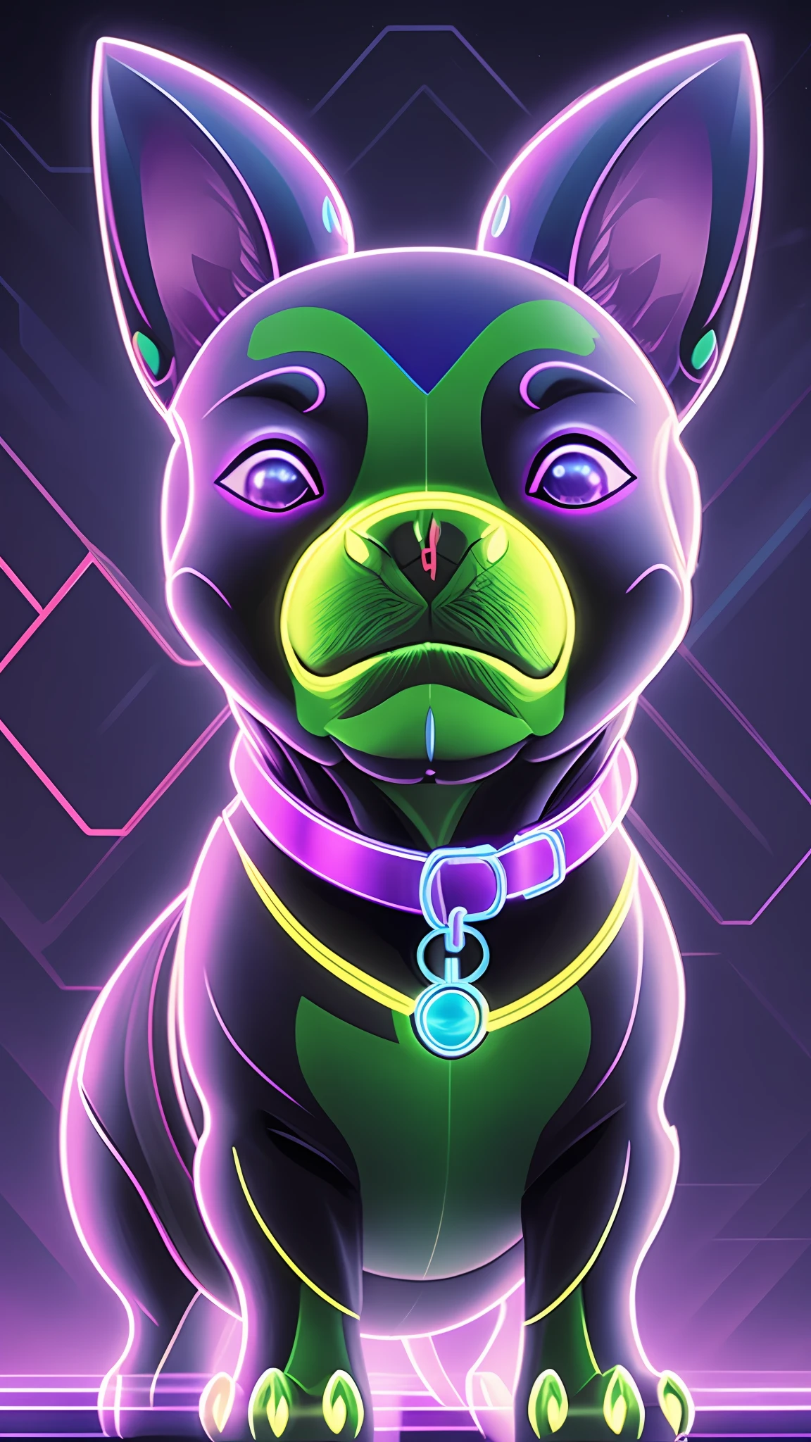 Cyber Chihuahua: In this NFT, the Chihuahua takes on a futuristic transformation. The artwork depicts the Chihuahua as a cybernetic companion, seamlessly merging organic elements with technological enhancements. Gleaming lines of code intertwine with the dog's silhouette, and neon lights pulse beneath its sleek metallic surface. With a vibrant color palette of electric blues, radiant purples, and vivid greens, this NFT represents the perfect synergy between cutting-edge technology and the lovable charm of a Chihuahua. --auto --s2