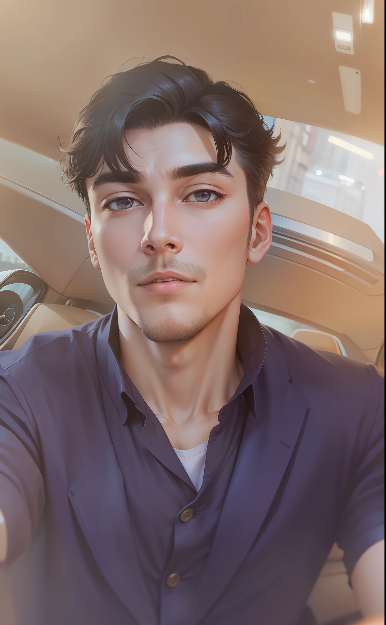 clear face, clear hair, dressed like a gentle man, looking at viewer, driving lamboghini car, (remove background), best quility