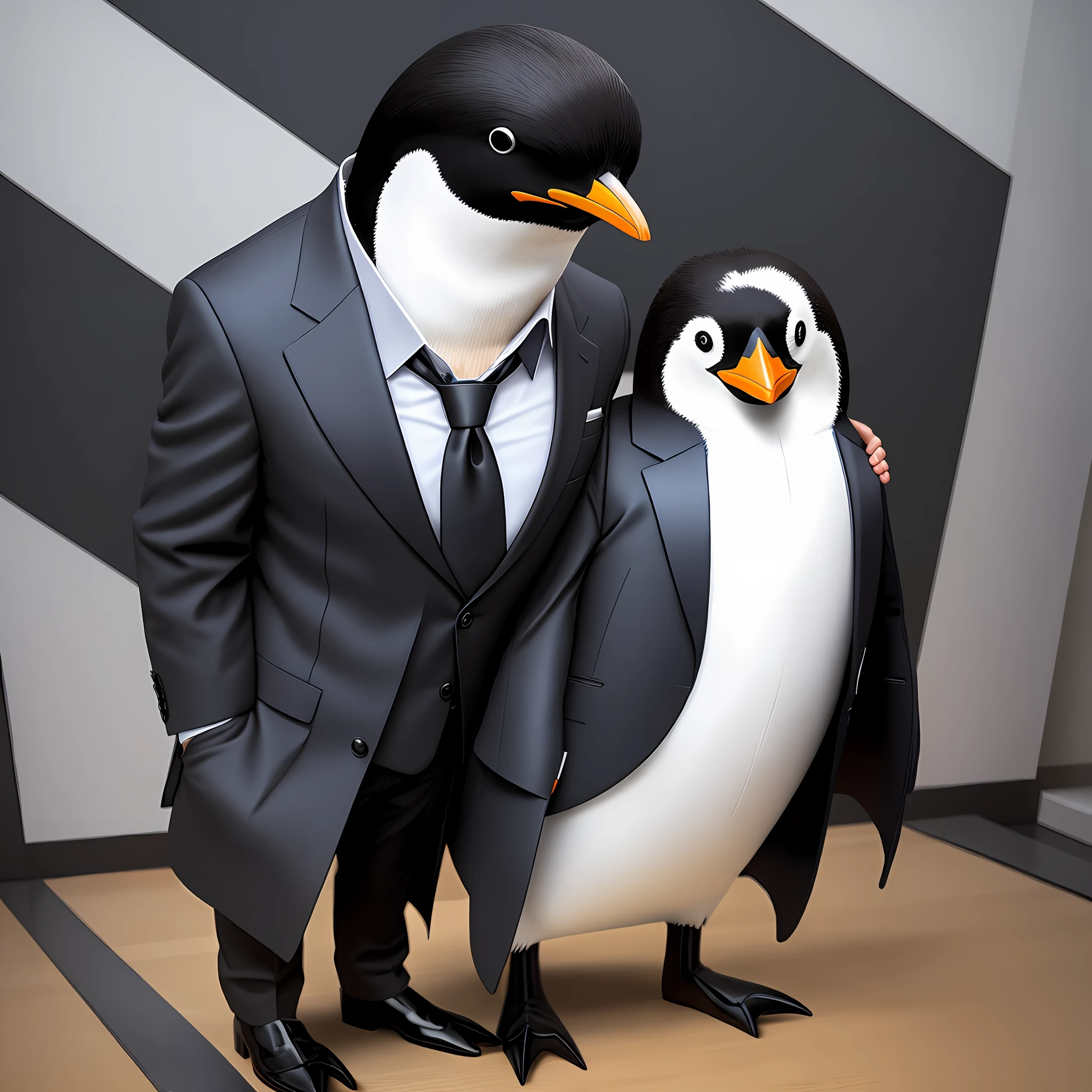 Create a penguin wearing a stylish suit