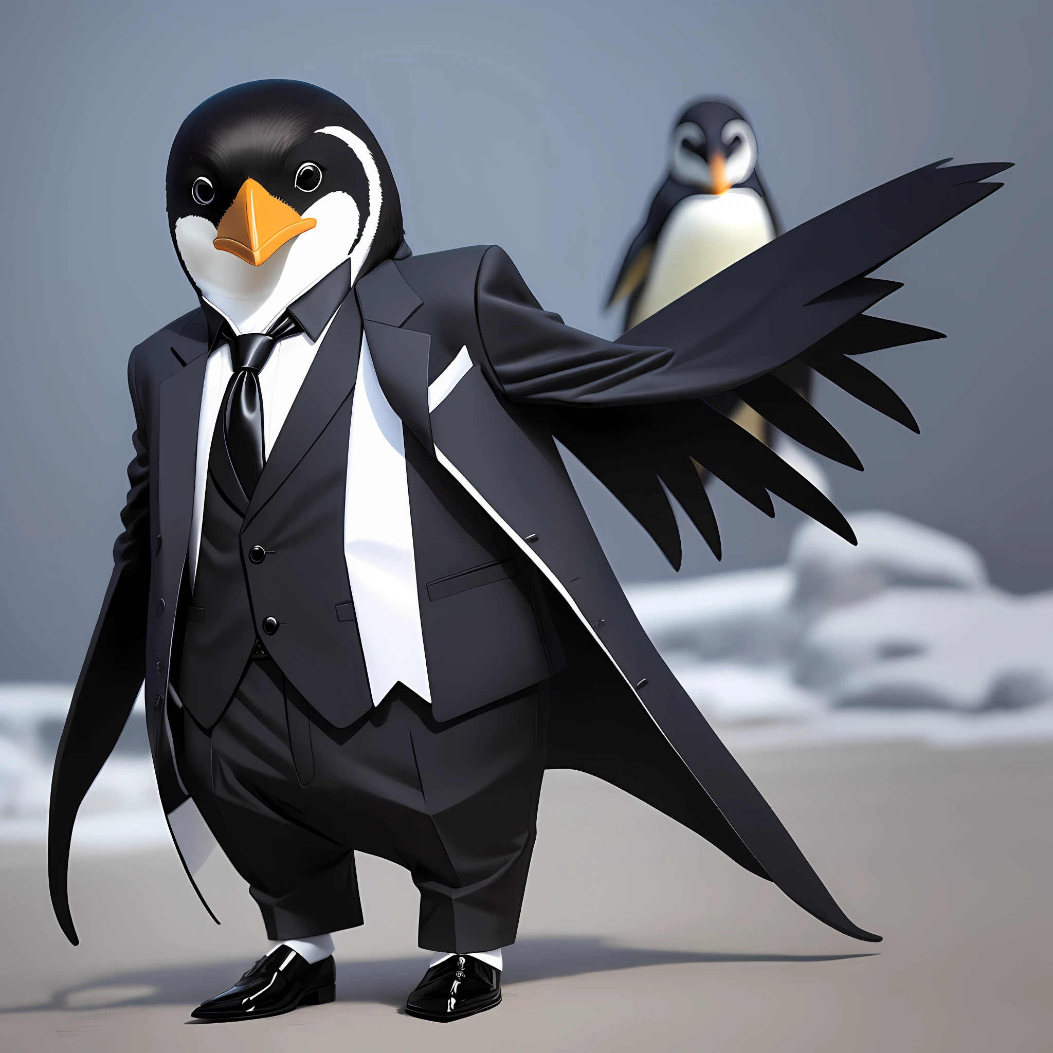 Create a penguin wearing a stylish suit