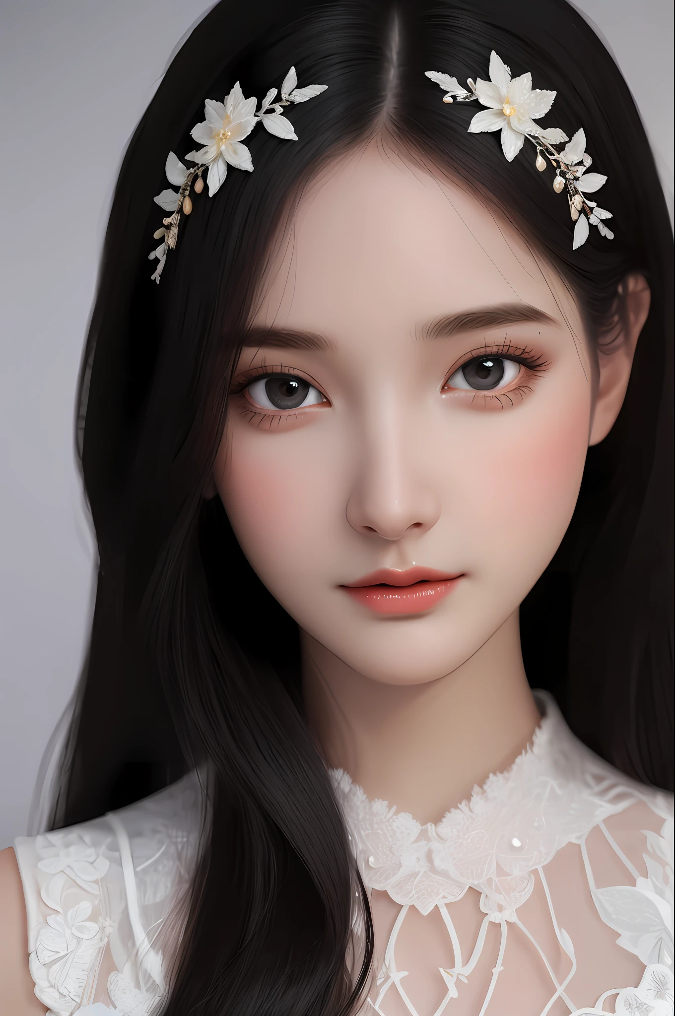 Very detailed eyes, very detailed face, very beautiful woman, best quality, super detailed (photorealistic), very delicate and beautiful legs, beautiful black eyes, absurdity, very detailed facial expression, professional illustration, shy, face about late teens, hololive,