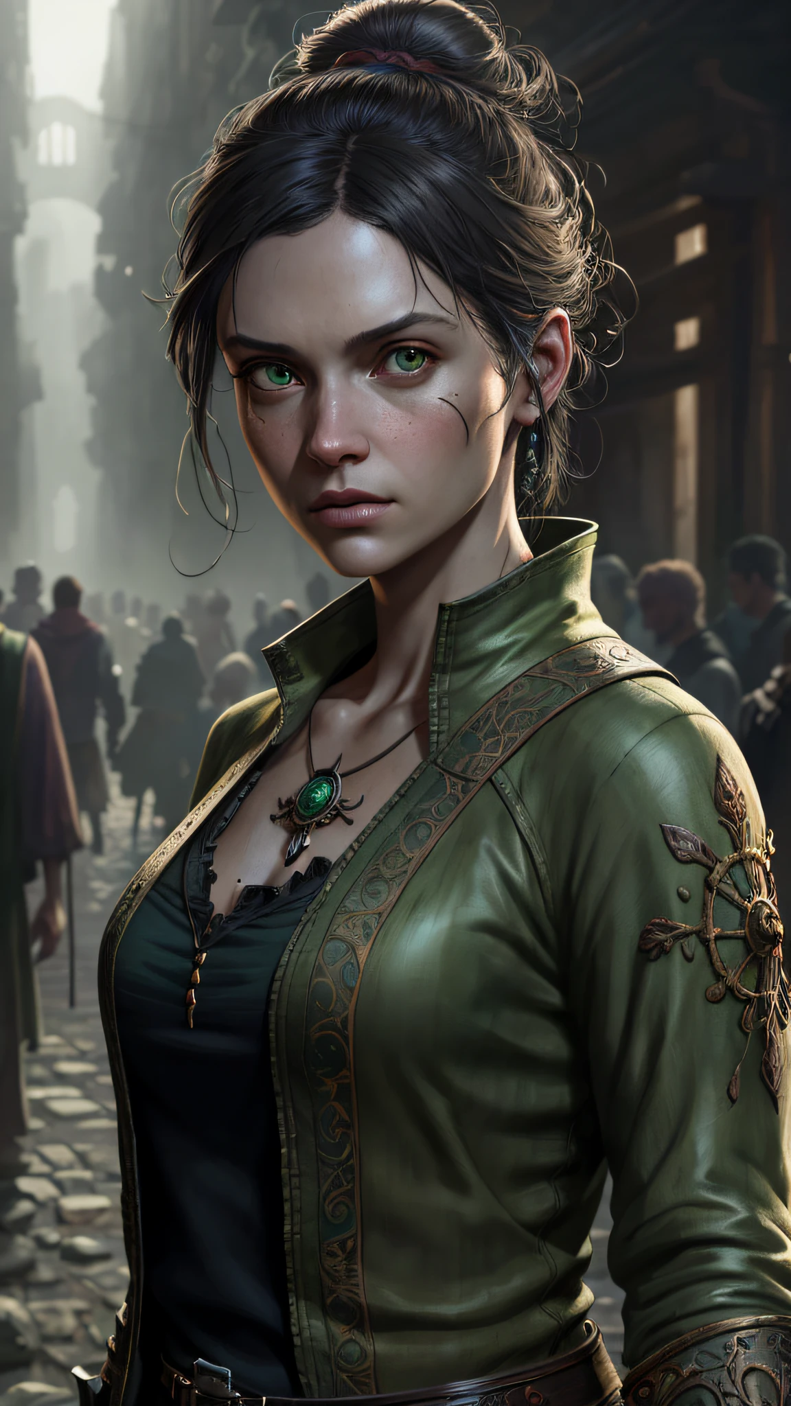 a portrait of a lonely beauty zombie girl alone in a crowd, alabaster skin, grunge outfit, crawed background, doubtful poses, perfect face, hyper detailed, dead inside, green eyes, (extremely detailed cg unity 8k wallpaper), the most beautiful artwork in the world, atey ghailan, in the style of studio ghibli, by jeremy mann, greg manchess, antonio moro, intricate, high detail, photorealistic painting art by midjourney and greg rutkowski, matte, bryan organ, extremely detailed cg unity 8k wallpaper, high detail, photorealistic painting art by midjourney and greg rutkowski, matte, bryan organ, extremely detailed cg unity 8k wallpaper, high detail, photorealistic painting art by midjourney and greg rutkowski, matte, bryan organ, extremely detailed cg unity 8k wallpaper, high detail, photorealistic painting art by midjourney and greg rutkowski, matte, bryan organ