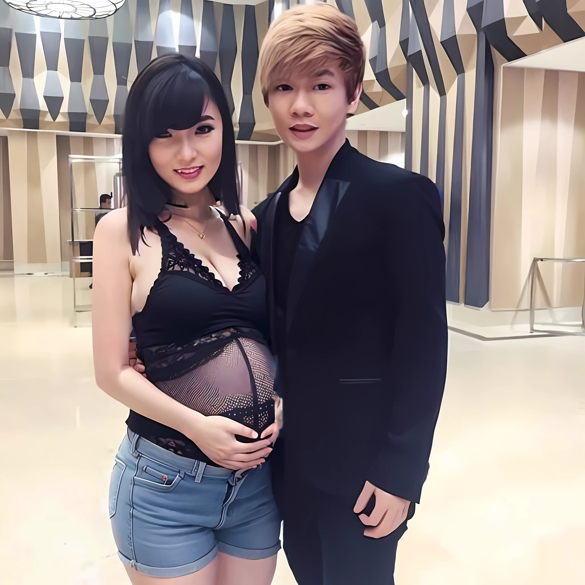 Hotpants, pregnant, lingerie