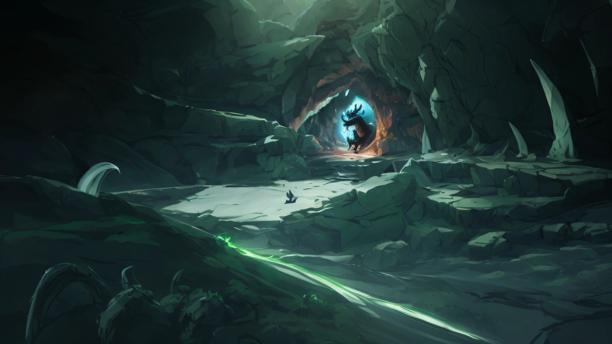 There is a dragon in a huge cave with lights on, dota 2 concept art, 4 K resolution concept art, digital painting concept art, environmental concept art, high quality digital concept art, illustration concept art, painting as game concept art, concept art illustration, environment concept art, high resolution concept art, concept art for video games, Unreal Engine digital painting