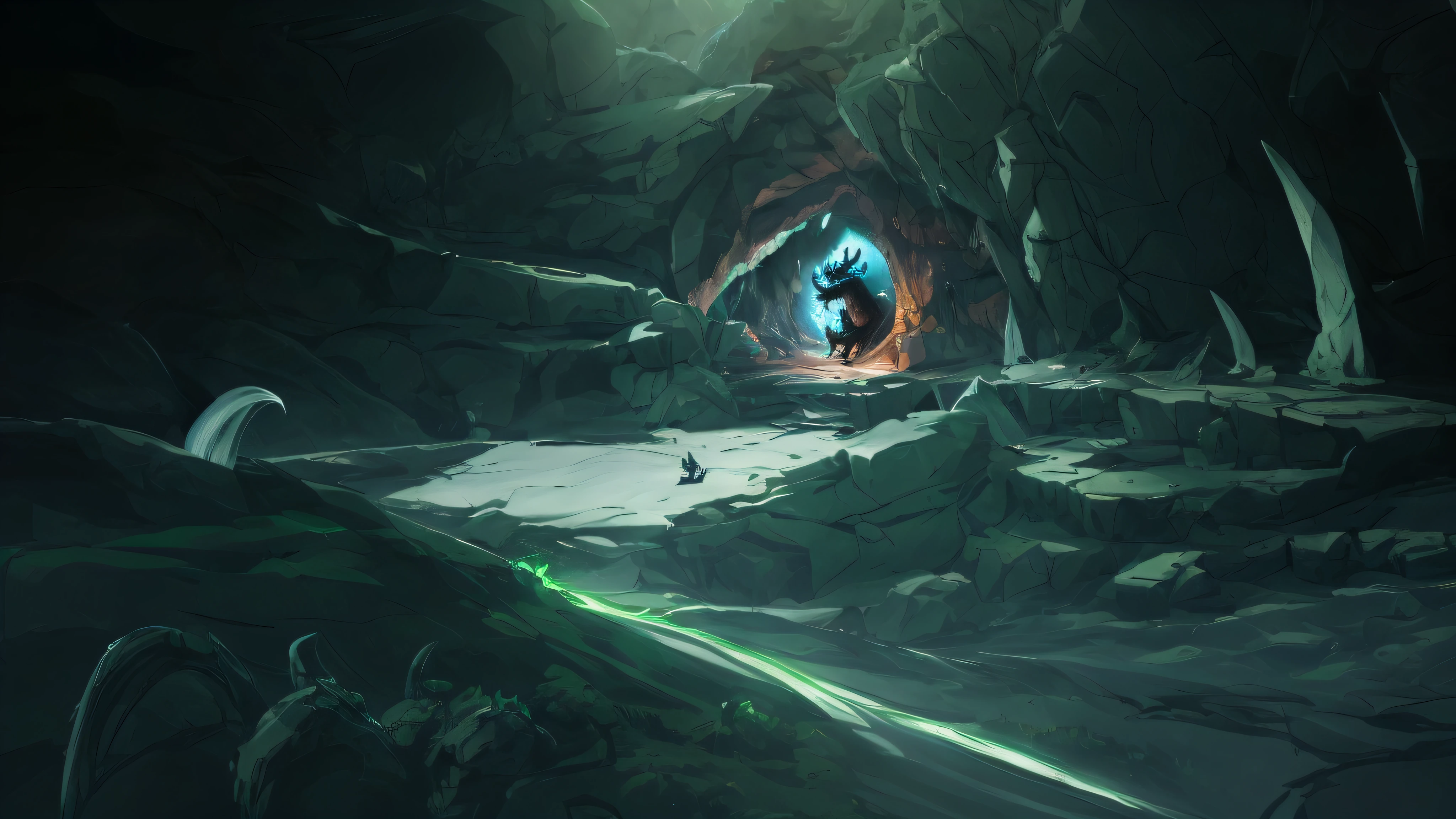 There is a dragon in a huge cave with lights on, dota 2 concept art, 4 K resolution concept art, digital painting concept art, environmental concept art, high quality digital concept art, illustration concept art, painting as game concept art, concept art illustration, environment concept art, high resolution concept art, concept art for video games, Unreal Engine digital painting