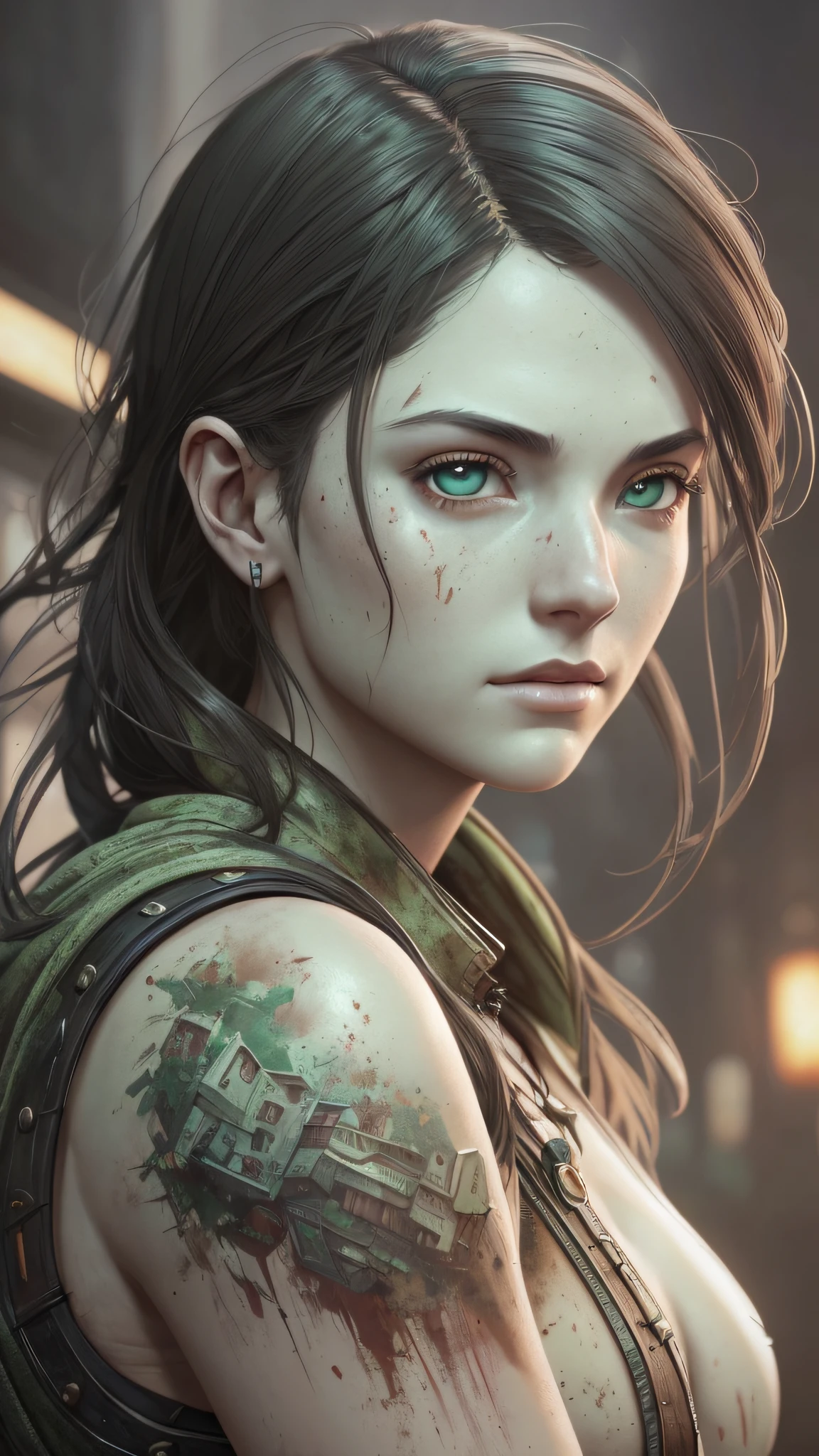 a portrait of a lonely beauty zombie girl alone in a crowd, alabaster skin, grunge outfit, crawed background, doubtful poses, perfect face, hyper detailed, dead inside, green eyes, (extremely detailed cg unity 8k wallpaper), the most beautiful artwork in the world, atey ghailan, in the style of studio ghibli, by jeremy mann, greg manchess, antonio moro, intricate, high detail, photorealistic painting art by midjourney and greg rutkowski, matte, bryan organ, extremely detailed cg unity 8k wallpaper, high detail, photorealistic painting art by midjourney and greg rutkowski, matte, bryan organ, extremely detailed cg unity 8k wallpaper, high detail, photorealistic painting art by midjourney and greg rutkowski, matte, bryan organ, extremely detailed cg unity 8k wallpaper, high detail, photorealistic painting art by midjourney and greg rutkowski, matte, bryan organ --auto --s2