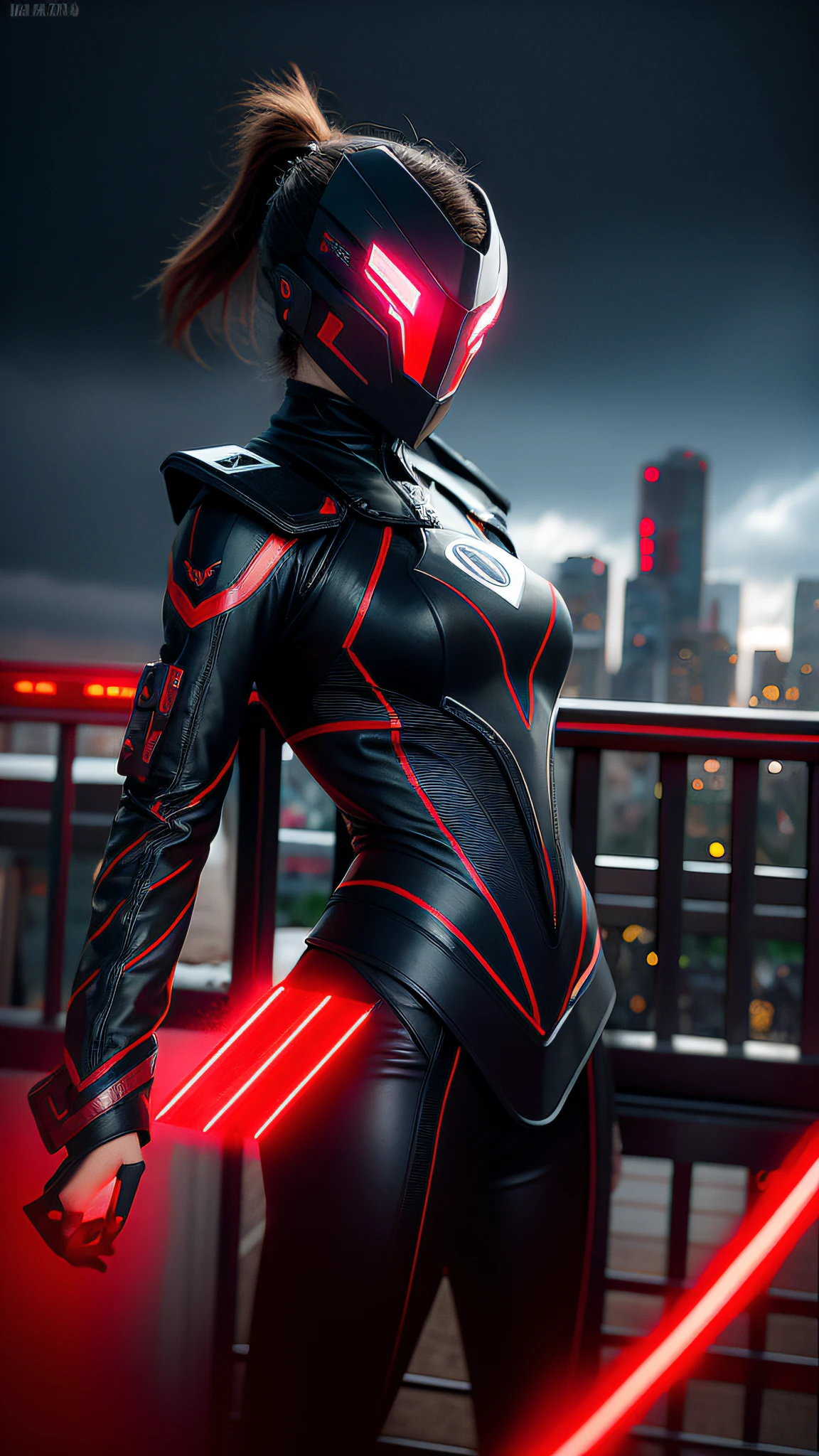 1 japanese girl, WARFRAME, intricate pattern, heavy metal, energy lines, faceless, glowing eyes, elegant, intense, blood red and black uniform, solo, modern, city, streets, dark clouds, thunderstorm, heavy rain,
dramatic lighting,
(masterpiece:1.2), best quality, high resolution,   beautiful detailed, extremely detailed, perfect lighting,