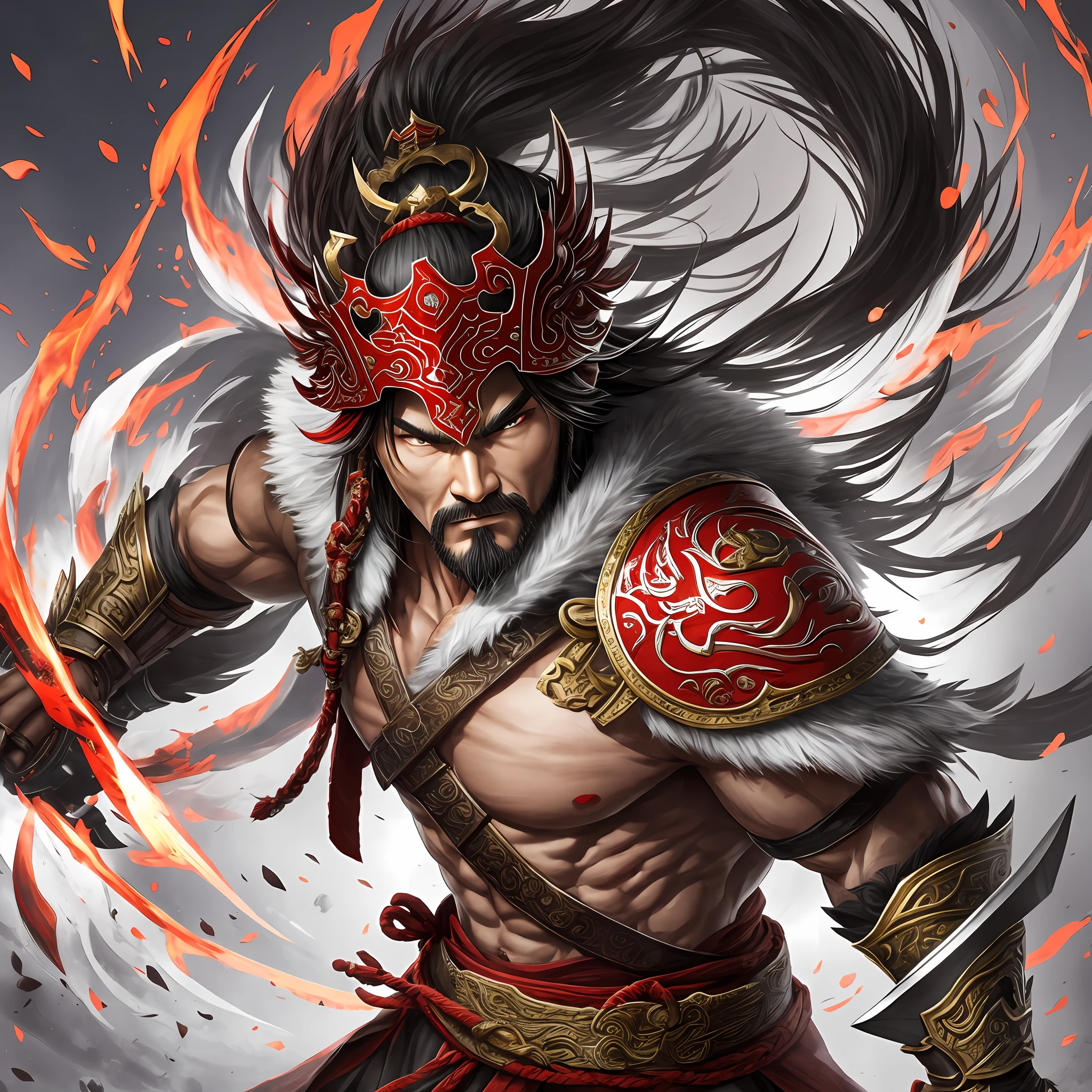 Card characters, Lü Bu, God of War, tough facial features, Fang Tian drawing halberd --auto --s2