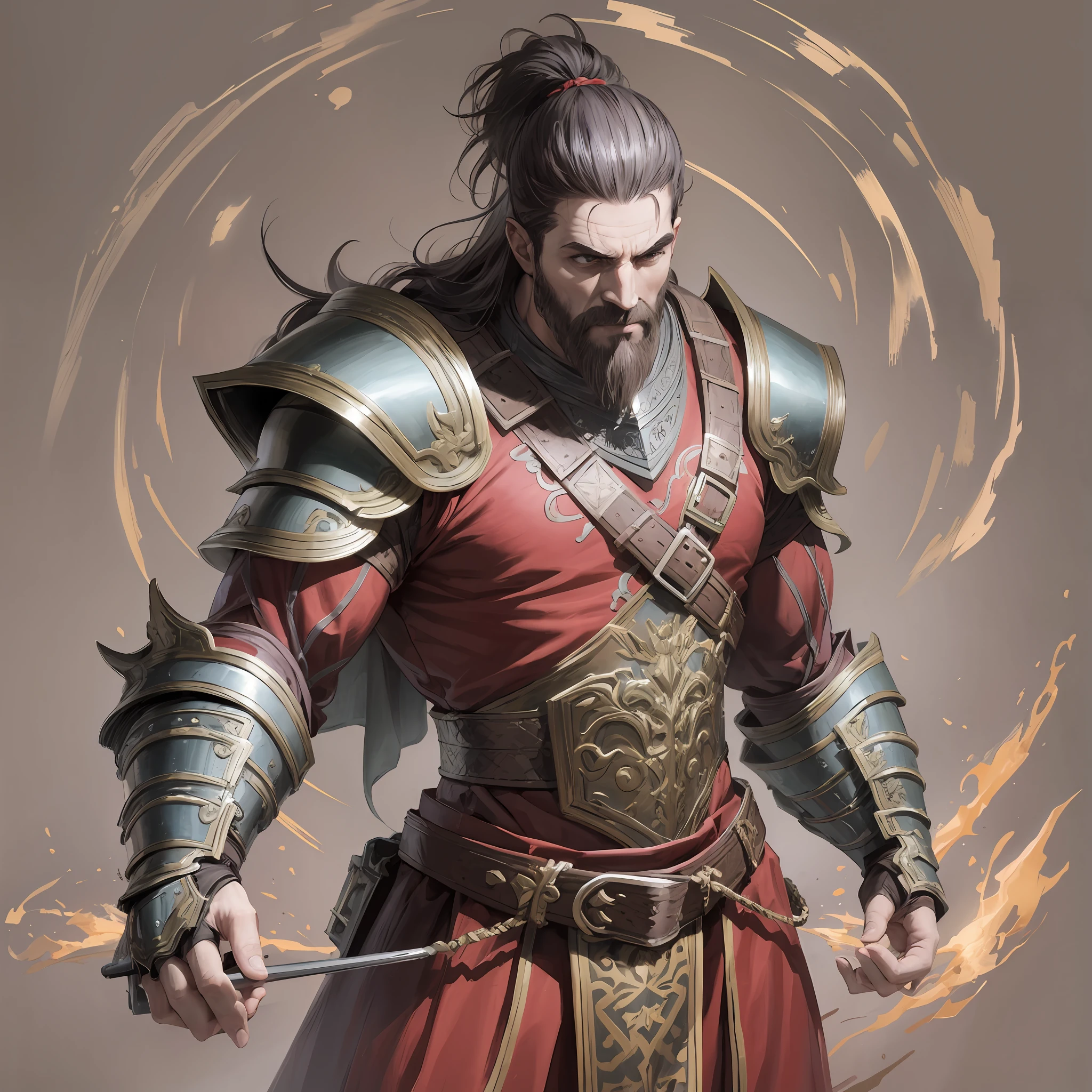 Card characters, Lv Bu, God of War, tough facial features, young, armor, Fang Tian drawing halberd --auto --s2