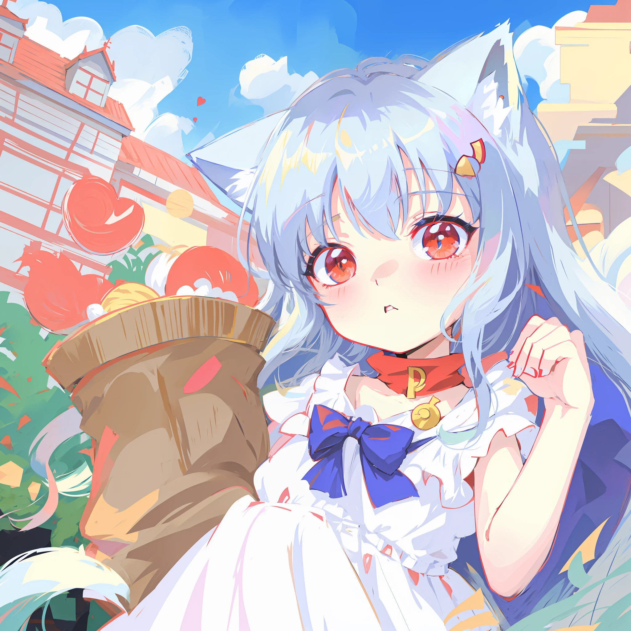 anime girl with long blonde hair and red eyes wearing a white blouse, very beautiful anime cat girl, cute anime catgirl, anime girl with cat ears, anime cat girl in a maid costume, anime catgirl, beautiful anime catgirl, white cat girl, nekomimi, cat girl, anime cat, anime moe artstyle, attractive cat girl, ecchi anime style